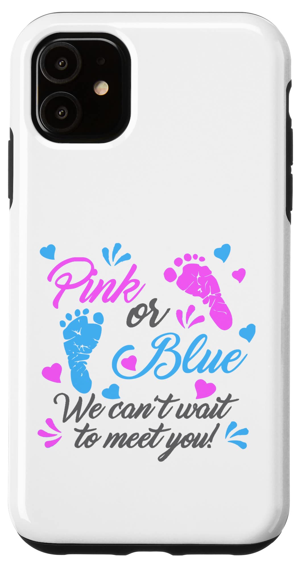 iPhone 11 Case - Pink & Blue Gender Reveal Phone Cover for Pregnancy Announcement, Baby Shower Gift, Gender Party Accessories - Compatible with iPhone 11 (2019) - Slim Protective Shockproof Design