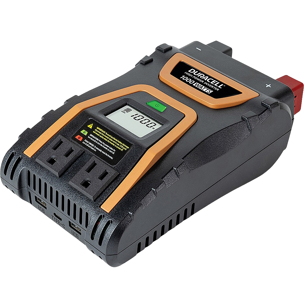Duracell DR1000INV 1000W Pure Sine Wave Power Inverter with USB-C & AC Outlets - Portable Car Inverter for Laptops, CPAP, Appliances - Camping, Road Trips, Emergency Power Backup