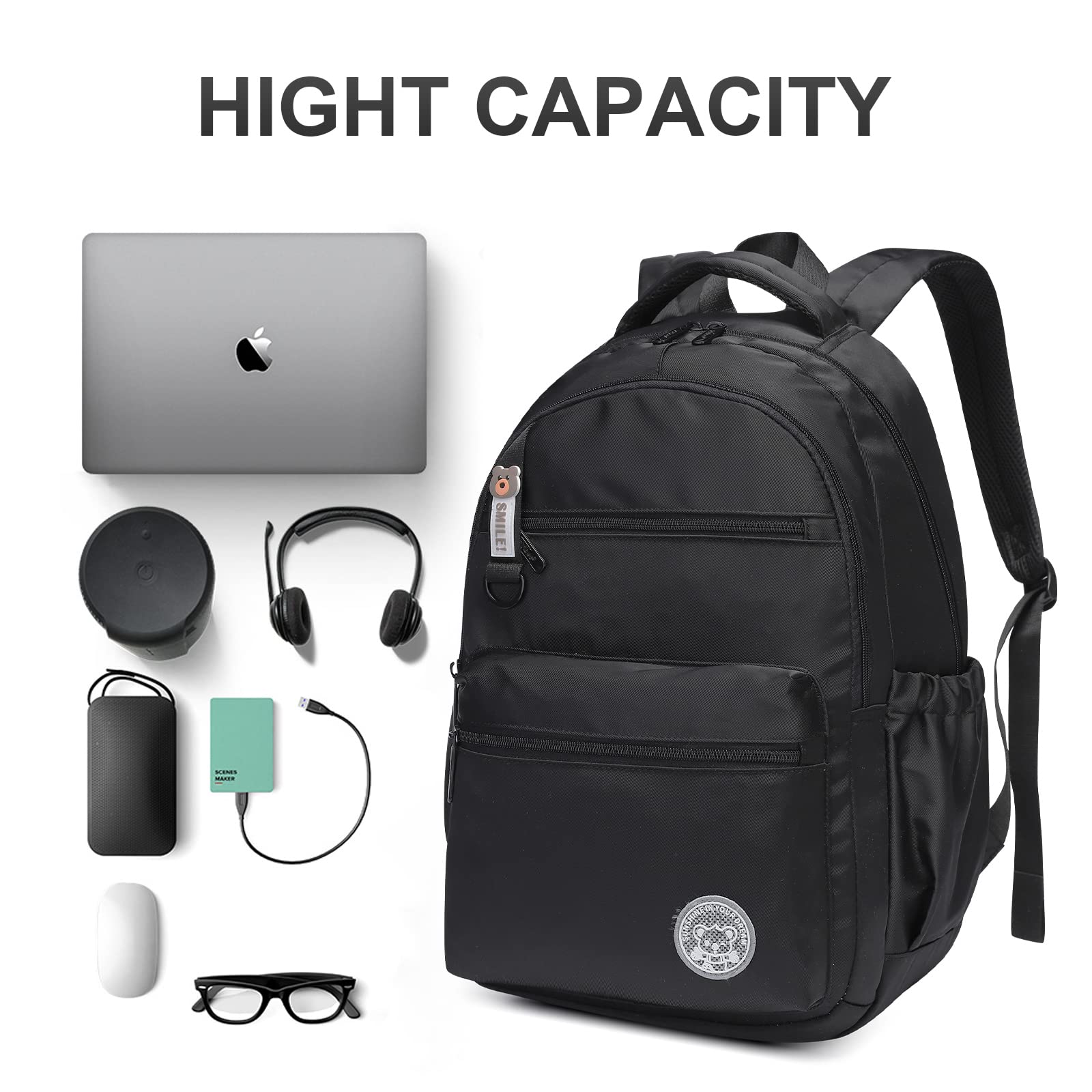 Caran·Y Lightweight Kids Backpack for School - Durable Classic Backpack for Boys & Girls Ages 6+ (Black) - Perfect for Elementary Students, Day Trips & Outdoor Adventures
