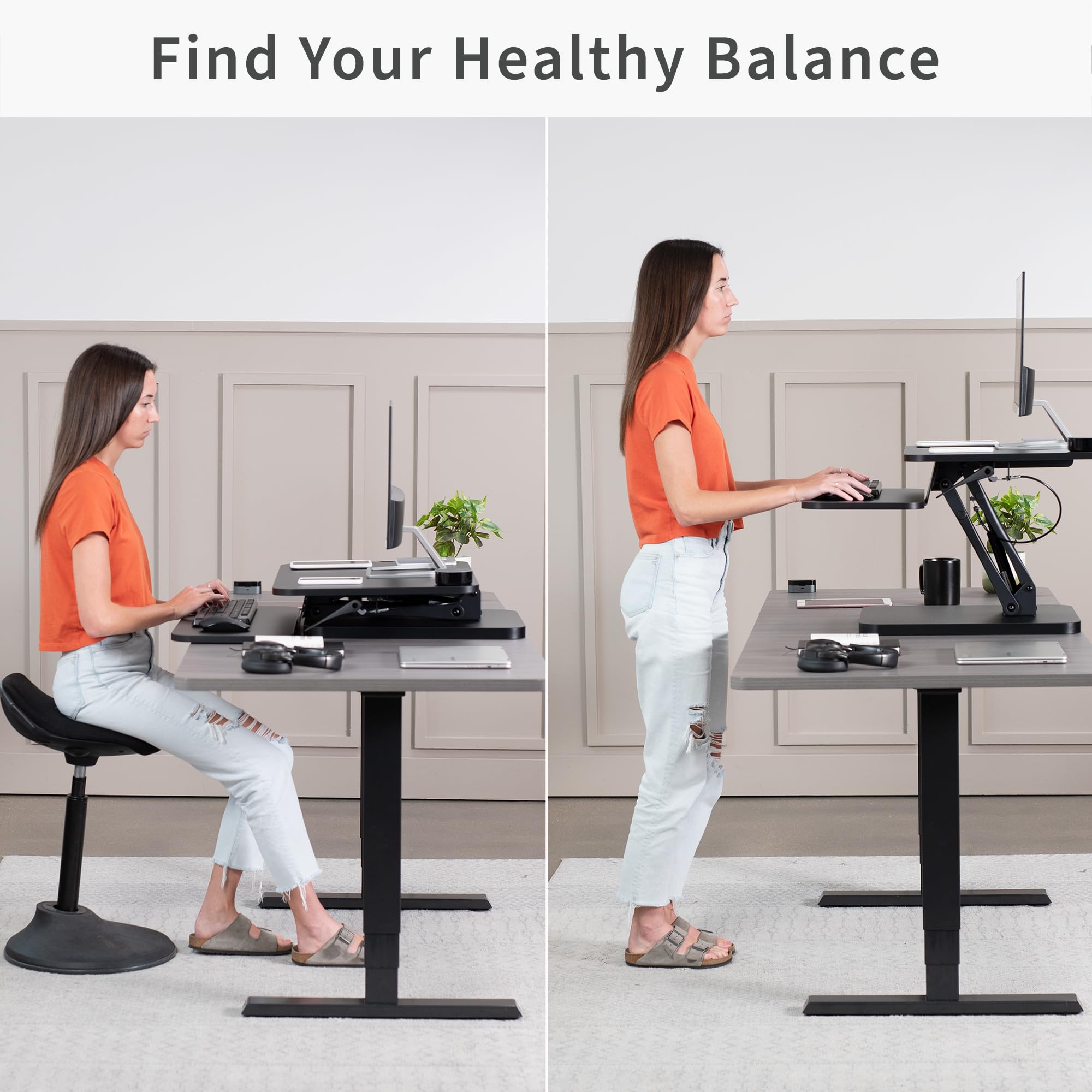 VIVO Black 25 inch Adjustable Standing Desk Converter | Compact Sit Stand Workstation for Monitor & Laptop | Home Office & Gaming Setup | Model DESK-V001G