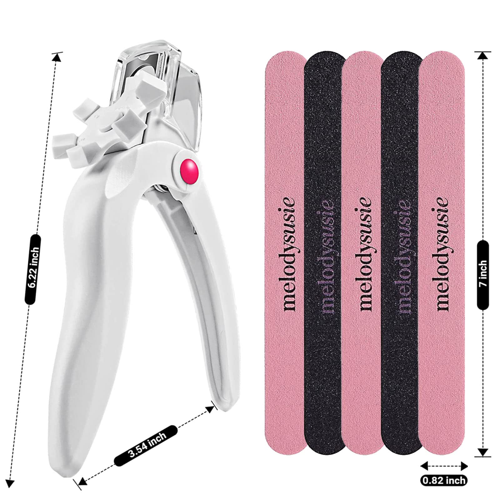 Professional Adjustable Stainless Steel Acrylic Nail Clippers Set with 5 Nail Files - Perfect for False Nail Art, Manicures & DIY Nail Projects at Home or Salon