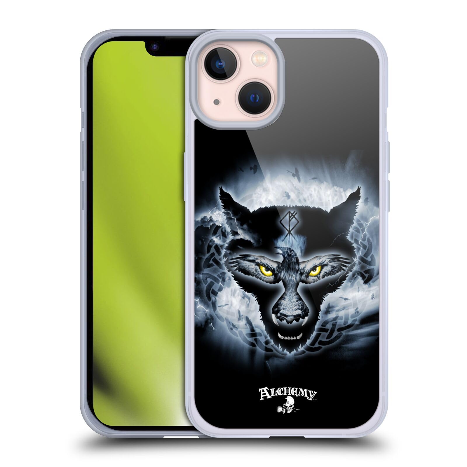 Official Alchemy Gothic Raven Wulf Wing Soft Gel Case for Apple iPhone 13 - Gothic Style Phone Cover with Unique Raven Design, Perfect for Halloween, Gothic Lovers & Dark Aesthetic Enthusiasts