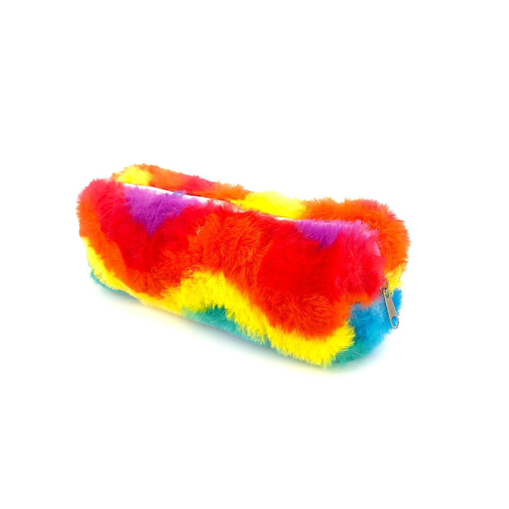 Colorful Plush Wavey Rainbow Pencil Case for School, Office & Travel - Soft & Stylish Storage for Pens, Markers & Art Supplies