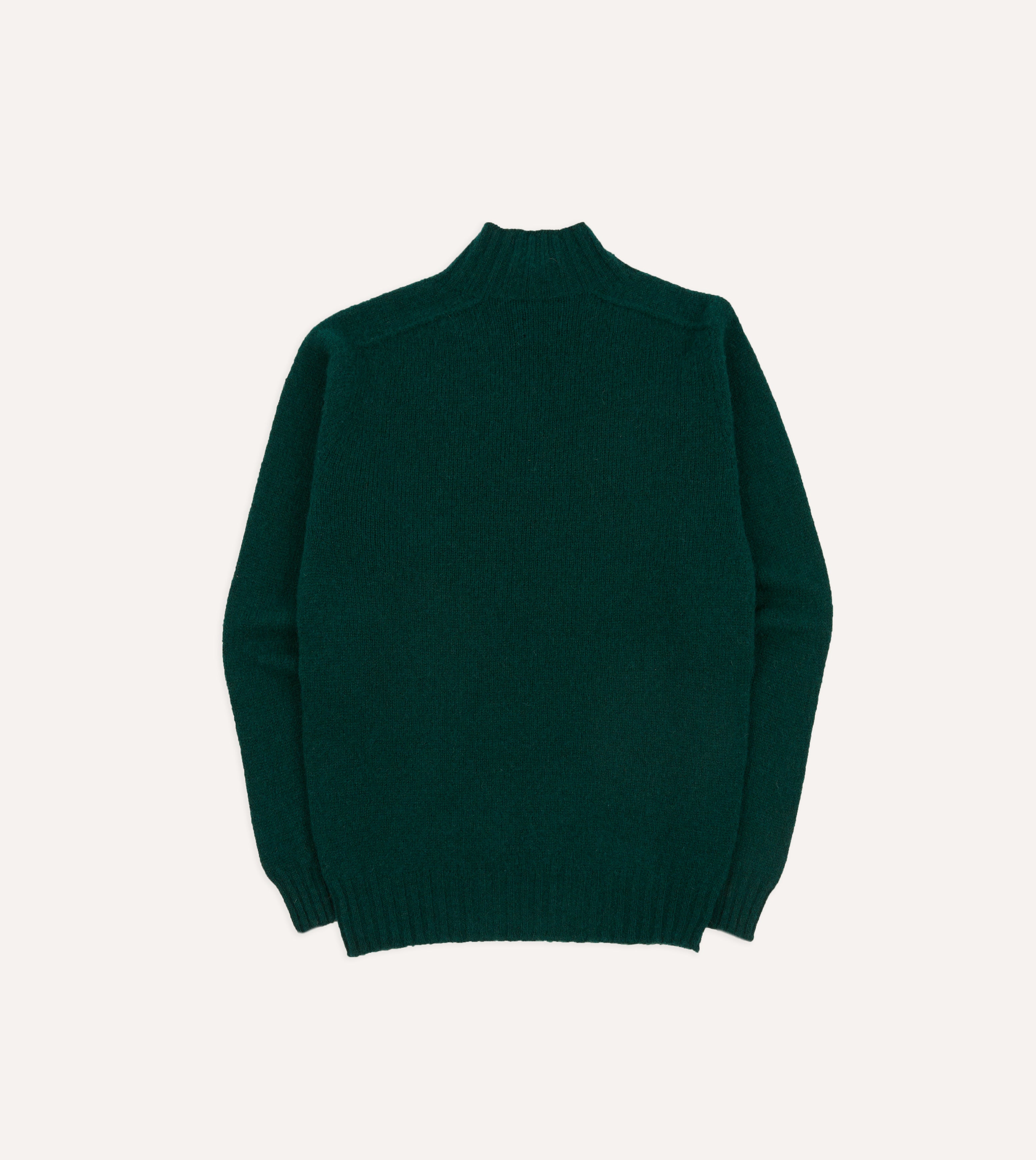 Green Brushed Shetland Wool Mock Neck Sweater for Women - Cozy Winter Pullover for Casual Outfits & Office Wear
