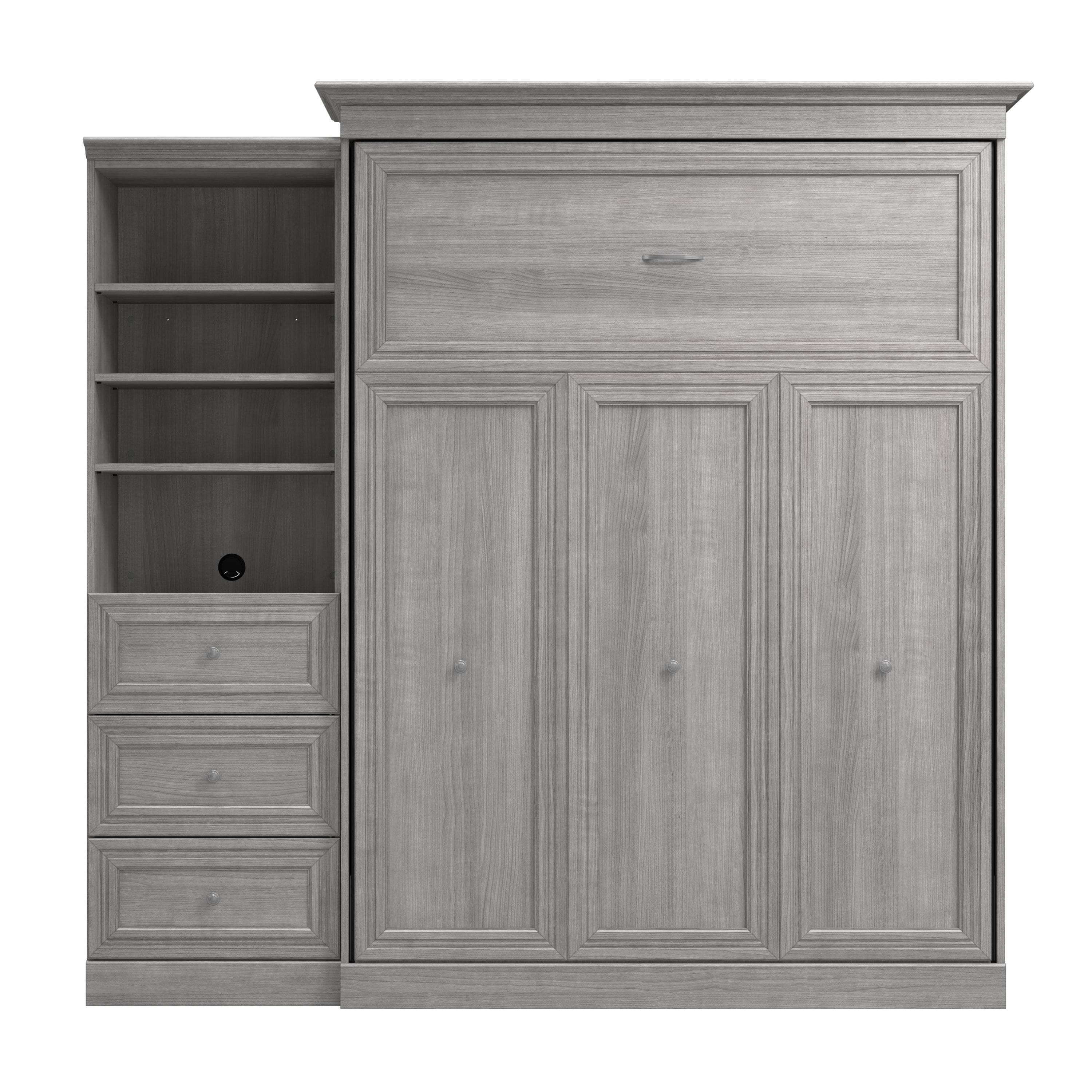 Space-Saving Queen Murphy Wall Bed with Built-In Closet & Drawers - 2 Color Options | Perfect for Small Apartments, Guest Rooms & Home Offices