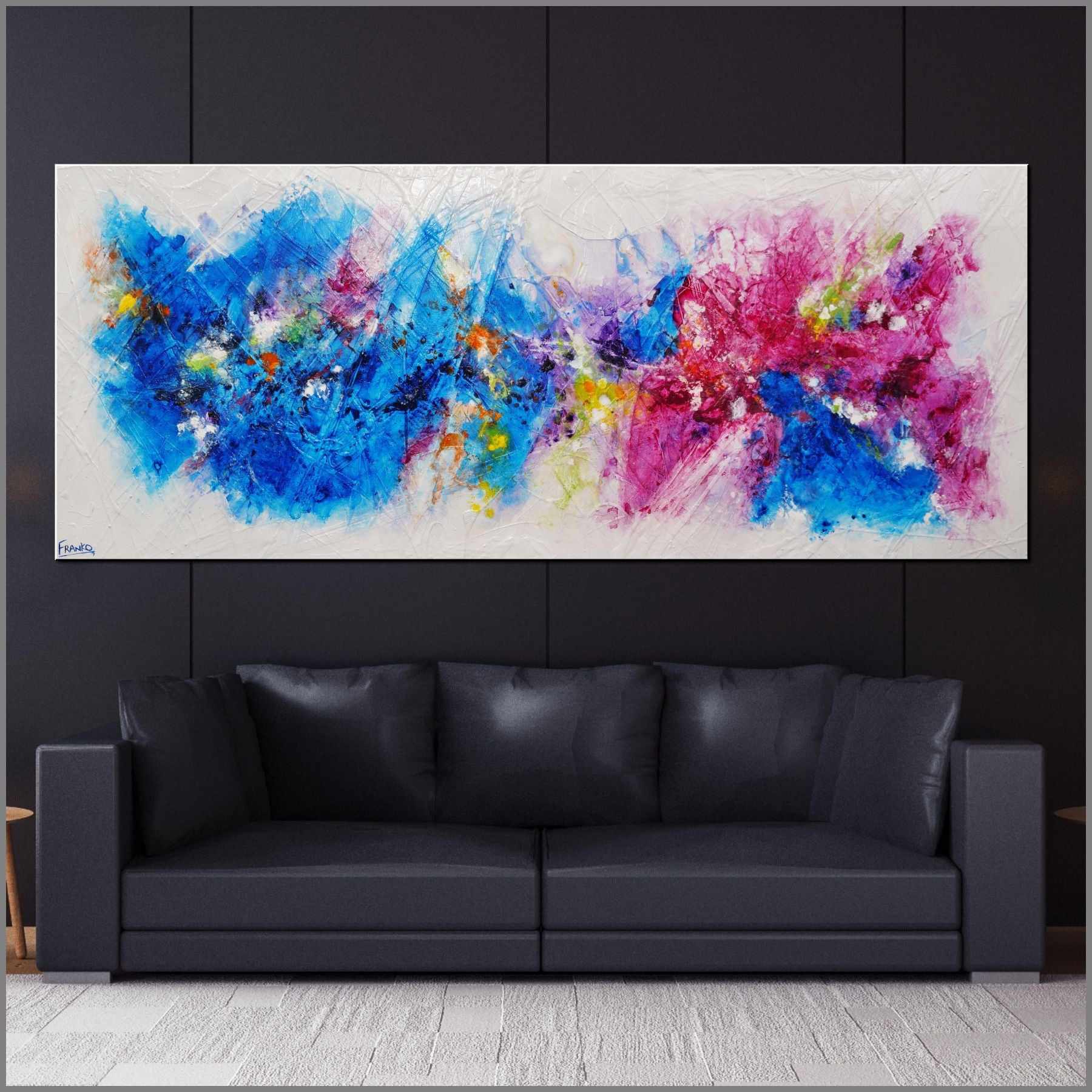 Bouquet Spirit 200cm x 80cm Colorful Textured Abstract Canvas Art - Perfect for Living Room Wall Decor & Modern Home Interior Design