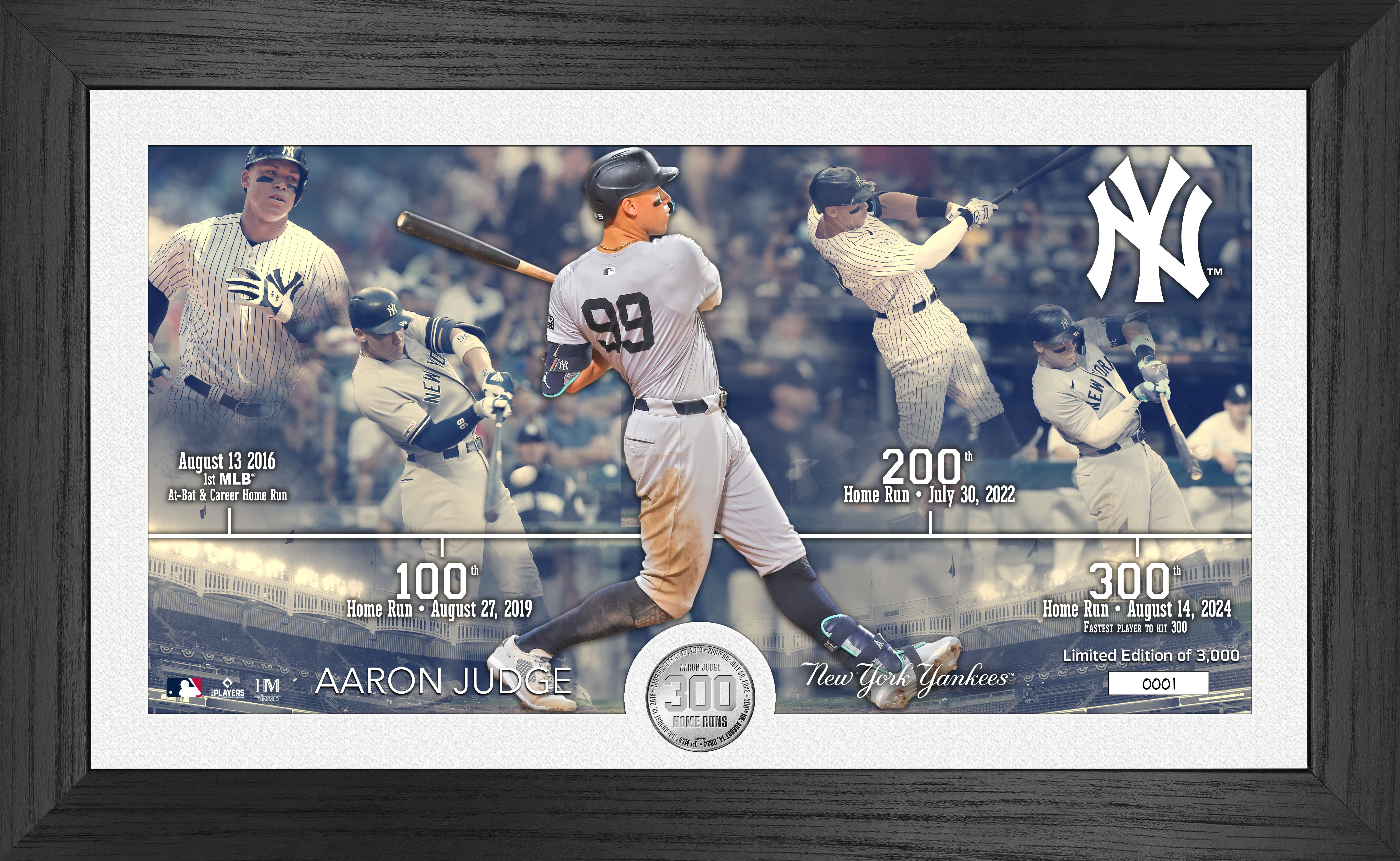 Aaron Judge 300th Career Home Run Commemorative Silver Coin with Photo - Limited Edition Collectible for Baseball Fans and Memorabilia Enthusiasts - Perfect for Display, Gifts, and Sports Collections
