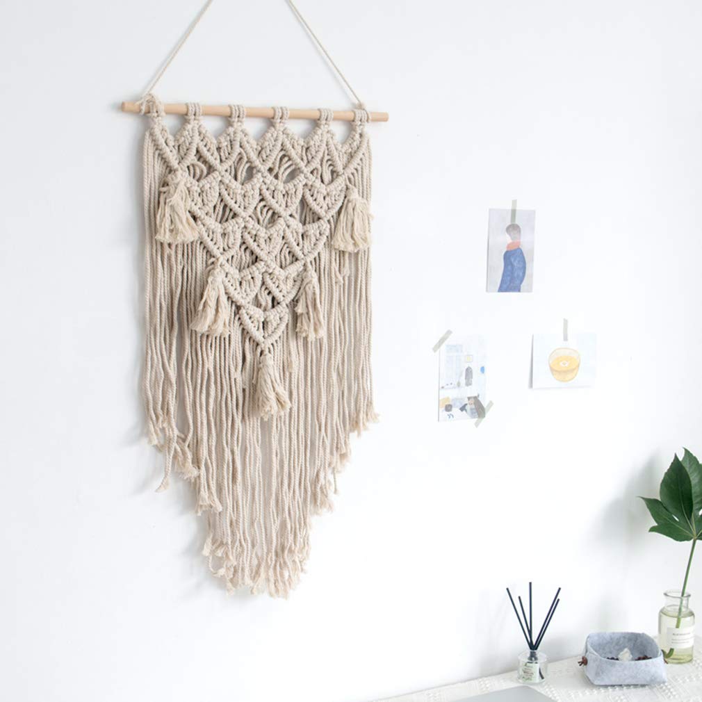 Bohemian Nordic Style Cotton Hand-Woven Tassel Wall Tapestry - Natural Home Decor for Living Room, Bedroom & Dorm | Boho Chic Wall Hanging for Cozy Home Aesthetic