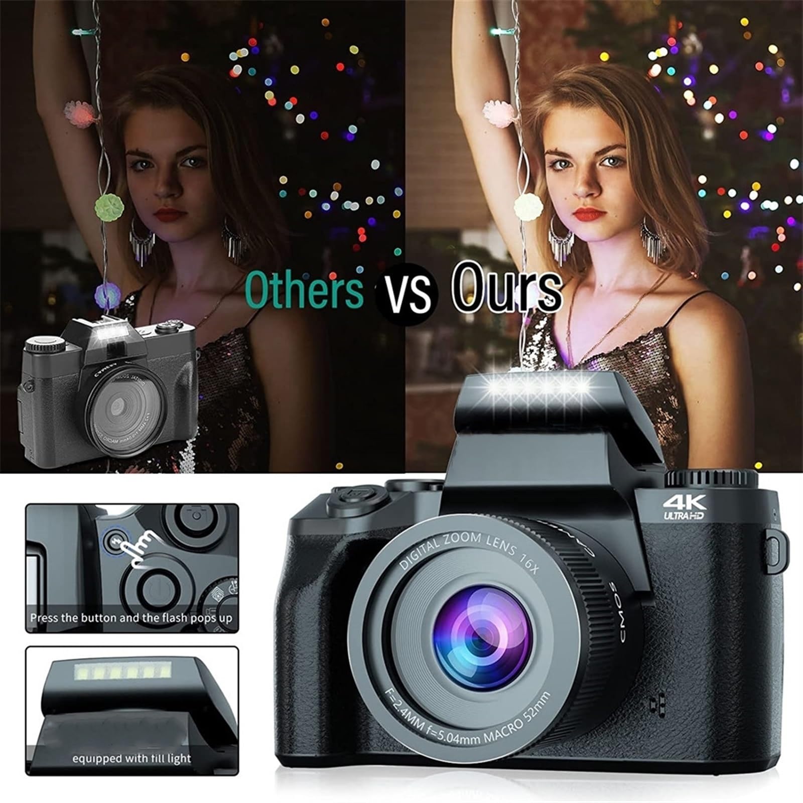 64MP MZZYG Digital Camera with Auto Focus & 4K Video - DSLR Photography, Vlogging, Webcam - Includes 64GB SD Card & 2 Batteries (Perfect for Travel, YouTube, Live Streaming)