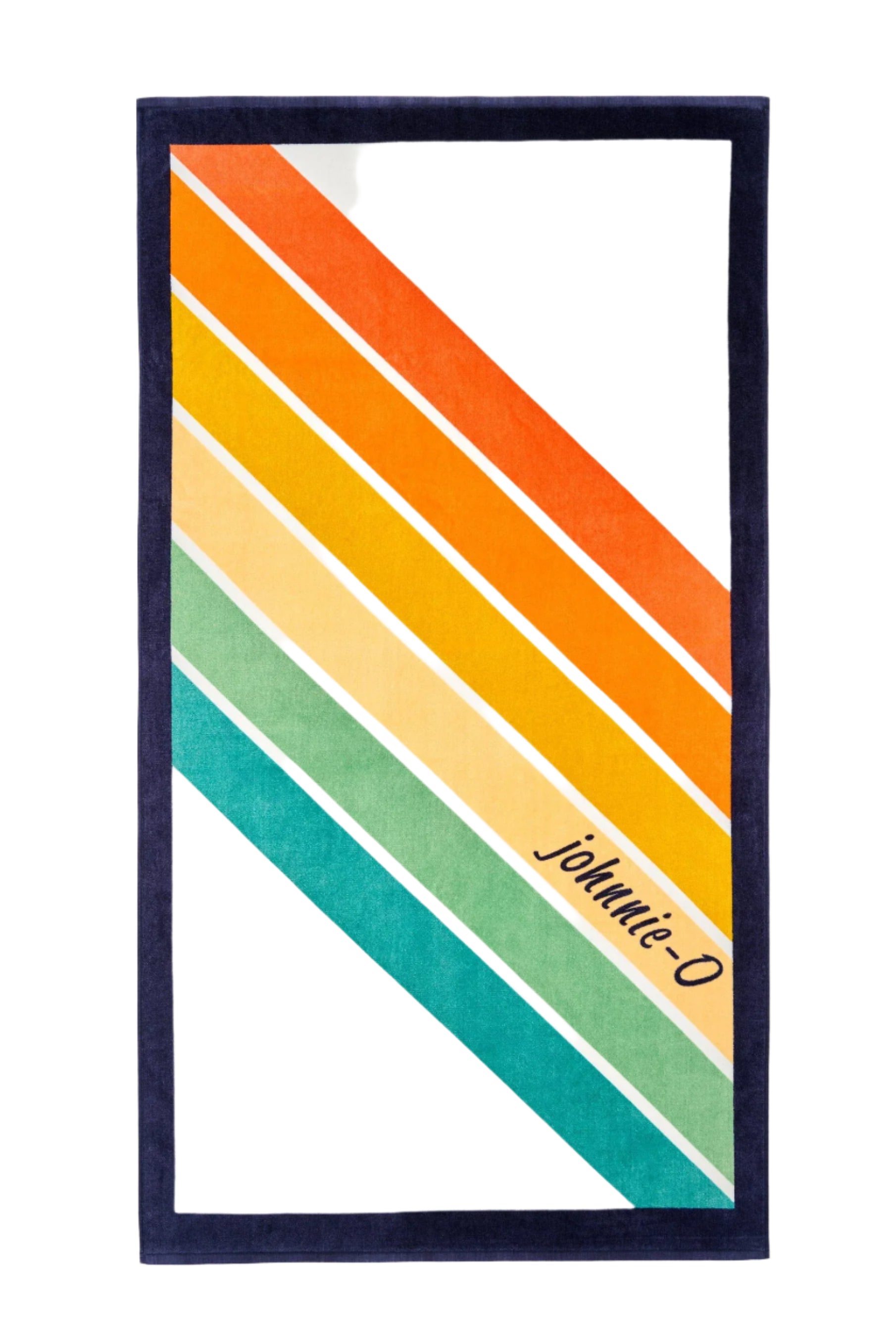 Johnnie O Retro Stripe Beach Towel - Soft Absorbent White Towel for Pool, Beach & Outdoor Activities | Quick-Dry & Lightweight