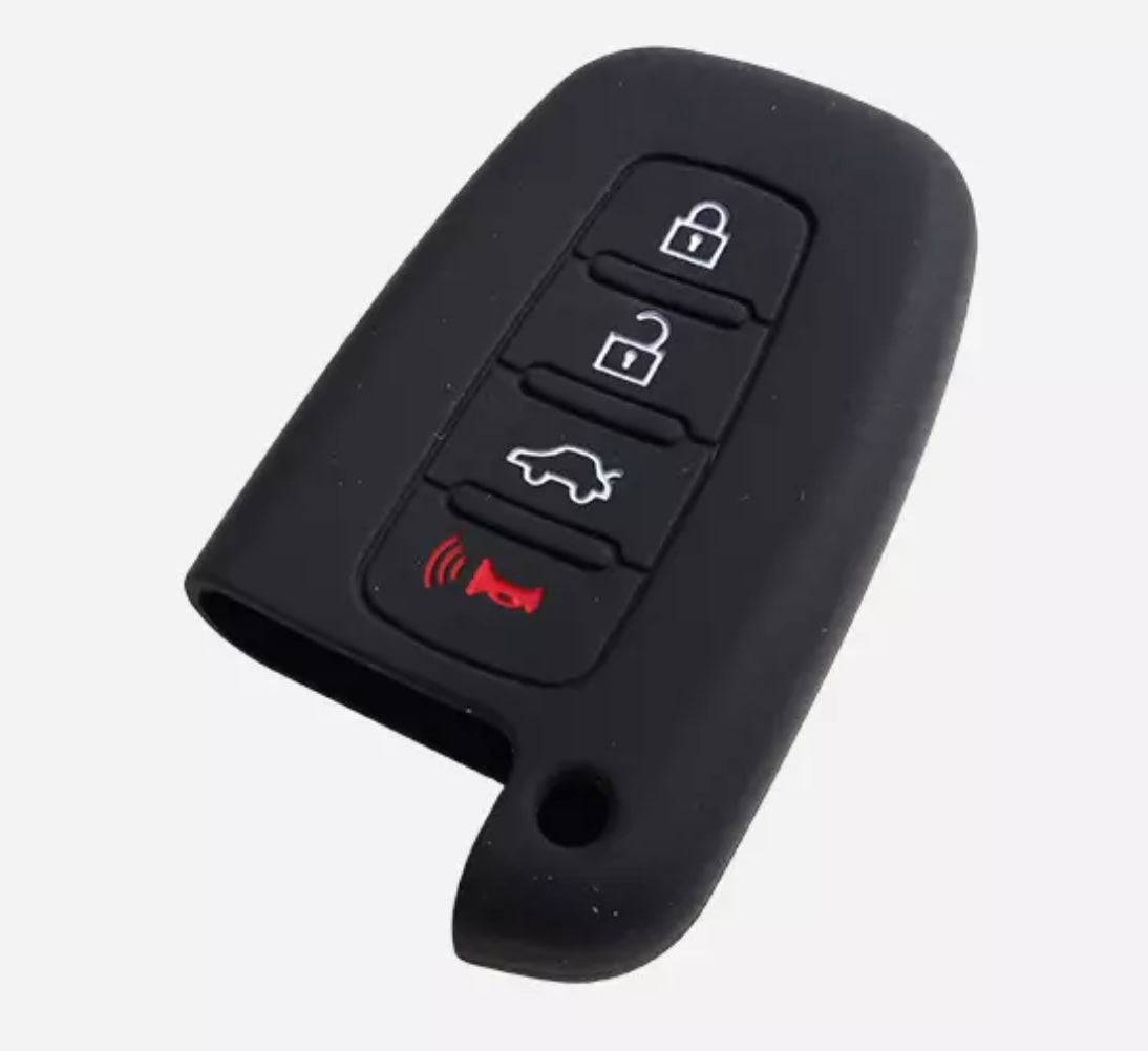 KIA Hyundai Remote Key Case Holder - 4 Button Silicone Rubber Cover Key Protector for Kia Sportage, Soul, Forte, Rio, Optima & Hyundai Elantra, Sonata, Veloster, Genesis - Durable Protection for Car Keys (Perfect for Everyday Use & Travel)