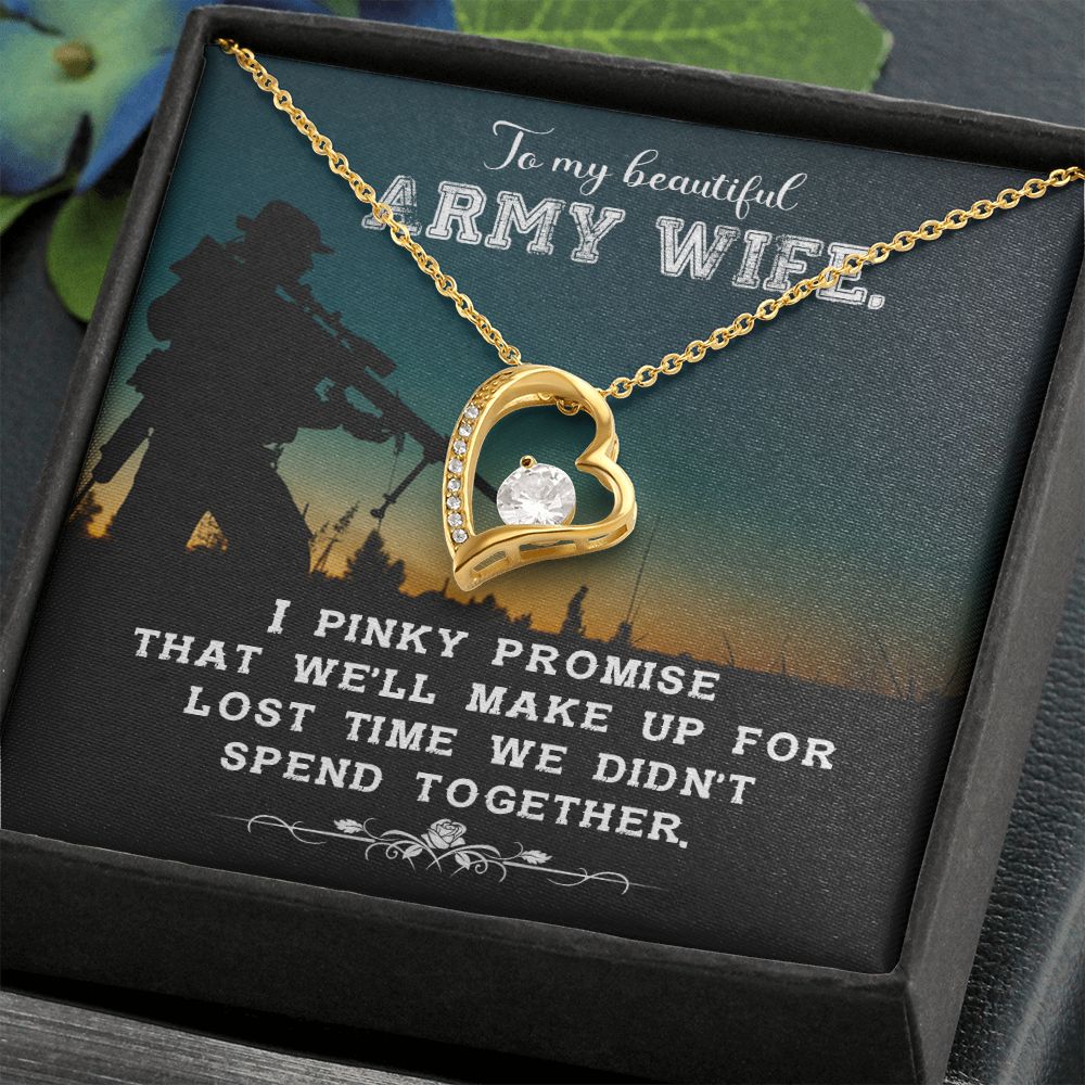 Army Wife Gift - Forever Love Necklace with Cubic Zirconia - Military Spouse Jewelry - Perfect for Deployment, Homecoming & Military Appreciation Gifts