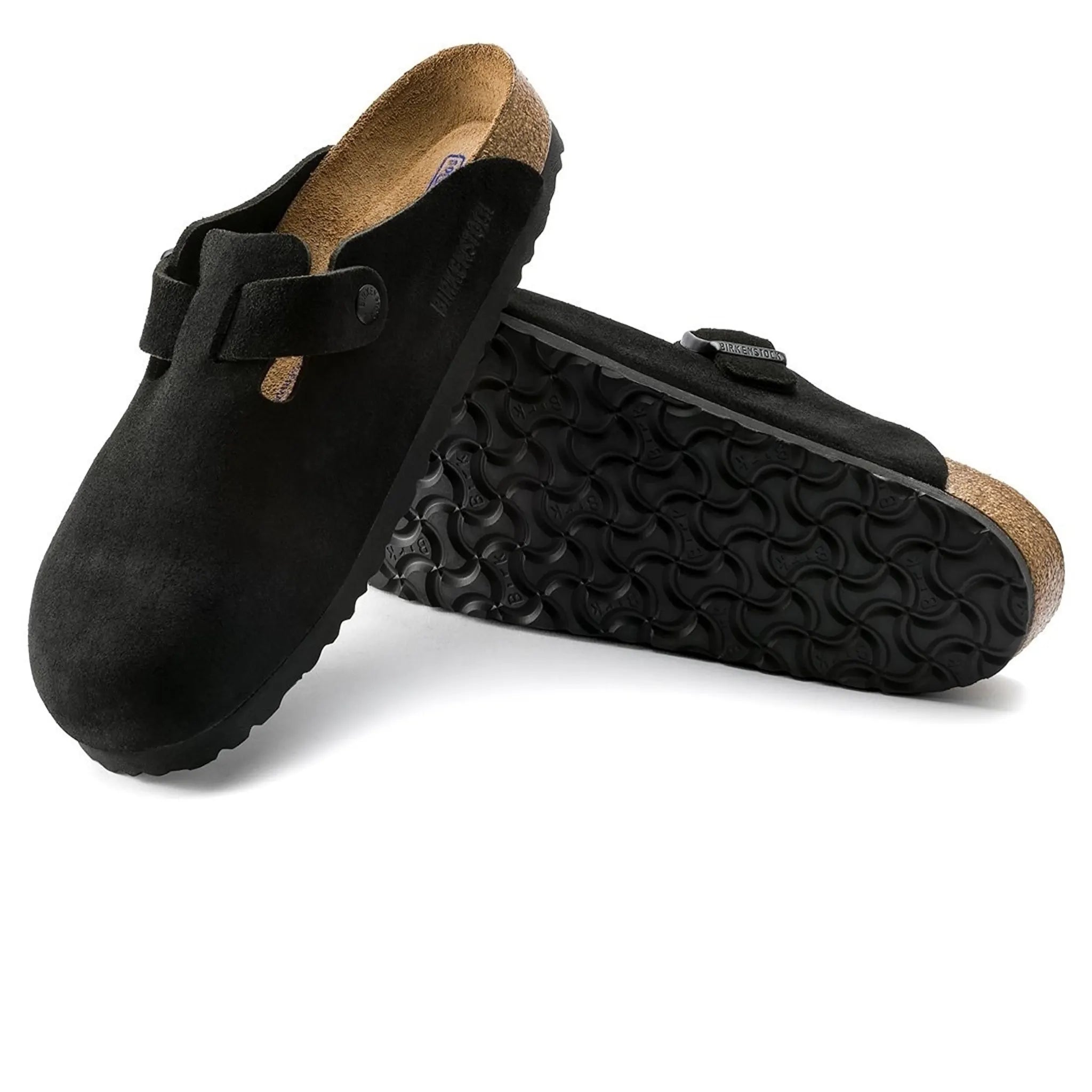 Birkenstock Boston Suede Flat Sandals for Women - Soft Footbed Clogs | Black Suede Leather | Comfortable House Shoes for Indoor & Outdoor Wear