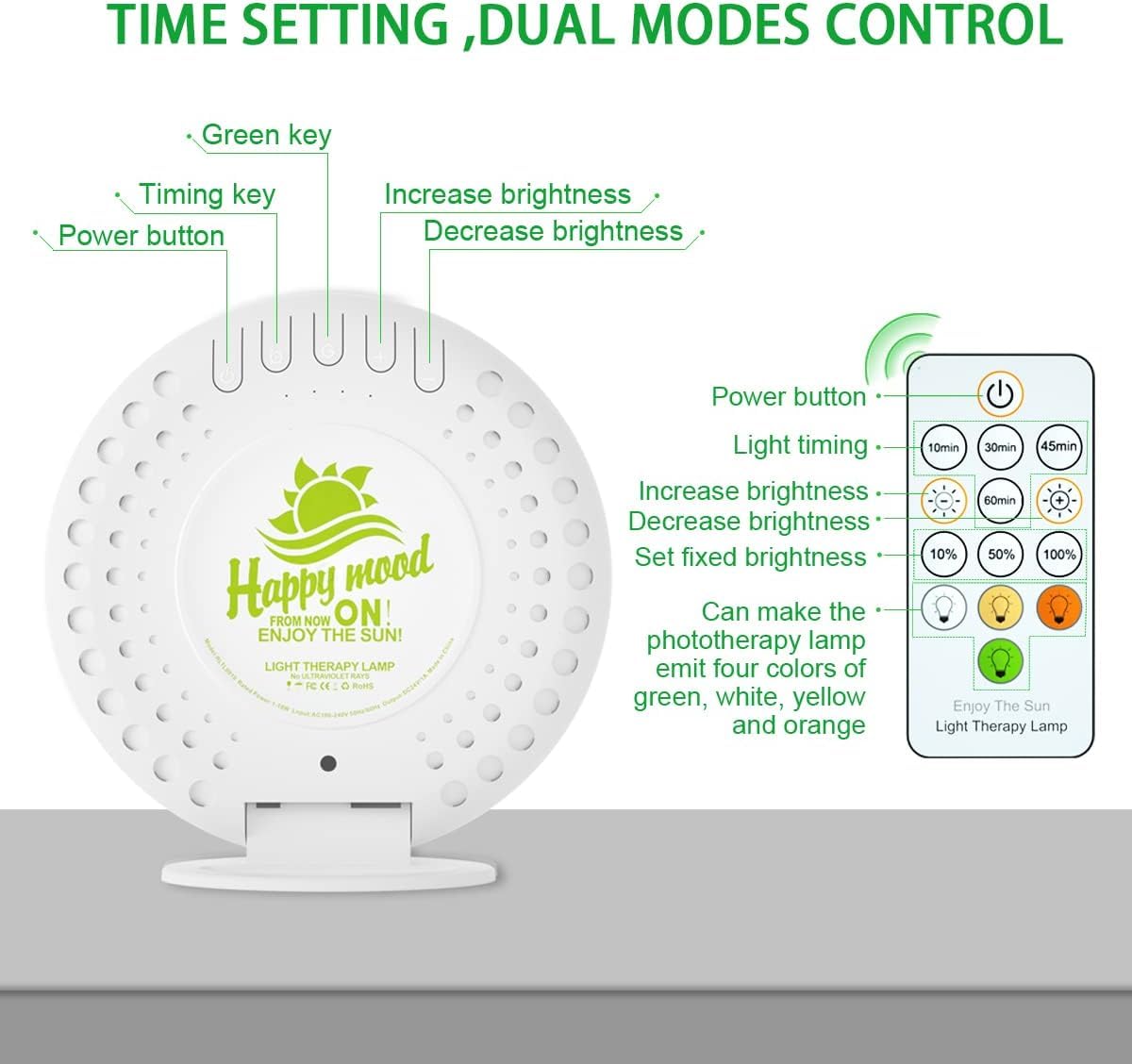 McDen Light Therapy Lamp - 10000 Lux UV-Free LED Lamp with Green & White Light Therapy, 20 Brightness Levels & 4 Timer Settings (GLD-MM77) for Seasonal Affective Disorder, Sleep Improvement & Mood Enhancement