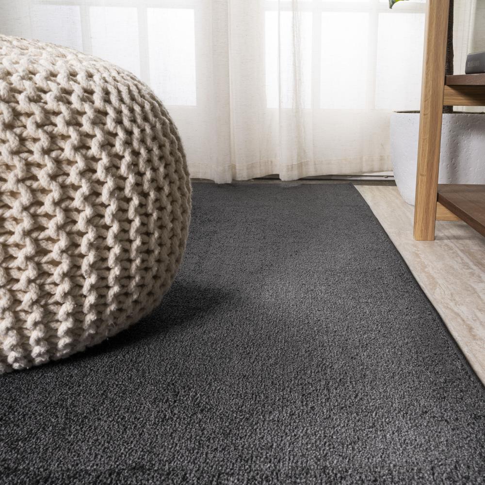 Black Haze Solid Low Pile Area Rug - Soft Modern Floor Covering for Living Room, Bedroom & Office