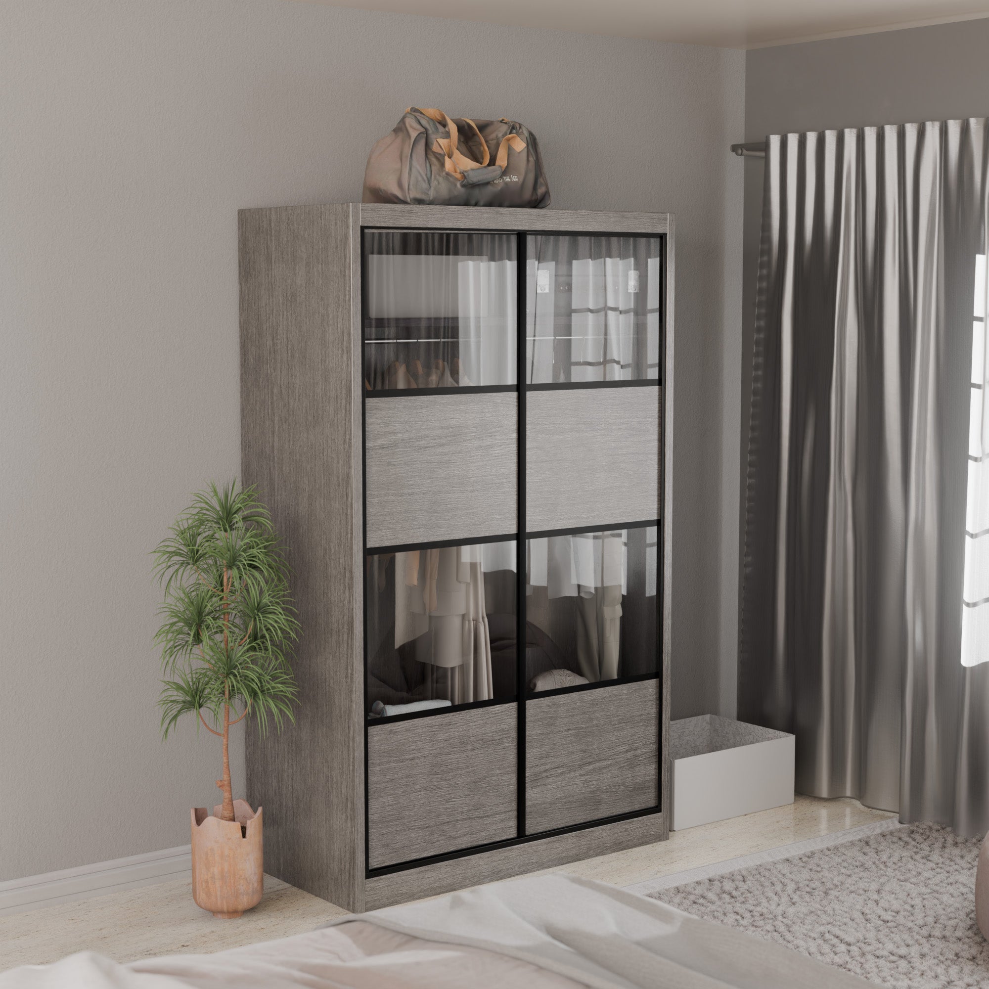 Josie Modular Wardrobe W06 - Customizable Closet Organizer with Adjustable Shelves & Hanging Rod for Bedroom, Closet, or Walk-In Wardrobe Organization