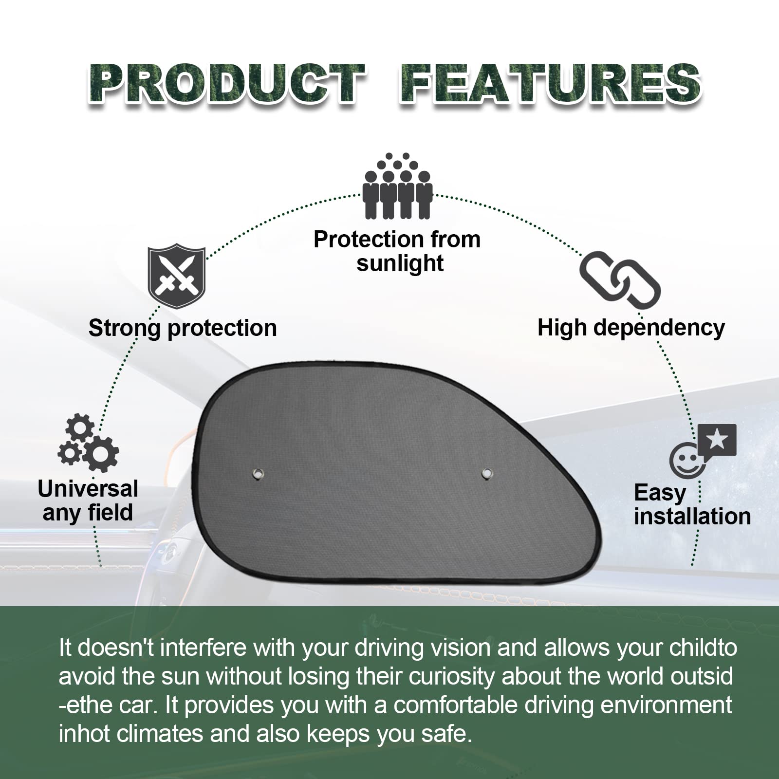 2 Pack Universal Car Side Window Sun Shade - Blocks 98% UV Rays & Glare, Baby & Child Car Seat Sun Protection for Safe Travel | Perfect for Road Trips, Summer Driving & Protecting Kids from Harmful Sunlight