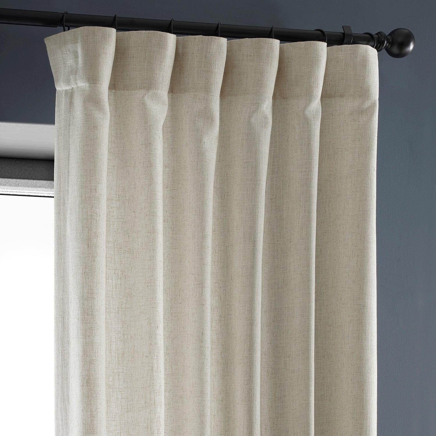 Premium Malted Cream Heavyweight Faux Linen Curtains - Blackout Thermal Insulated Window Drapes for Living Room, Bedroom & Home Decor (Set of 2 Panels)
