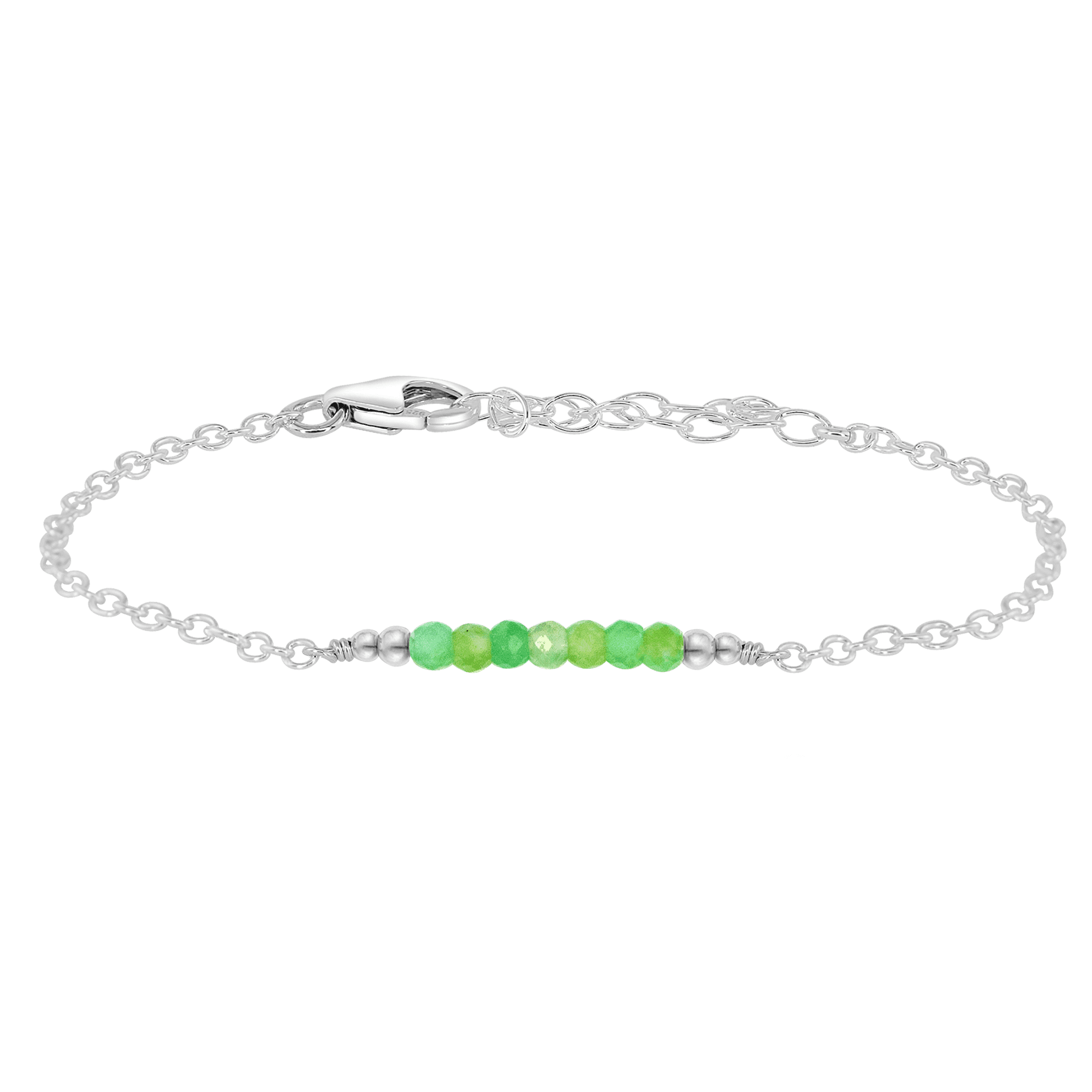Sparkling Green Chrysoprase Gemstone Faceted Bead Bar Bracelet for Women | Handmade Adjustable Healing Crystal Jewelry | Perfect for Meditation, Yoga & Spiritual Gifts