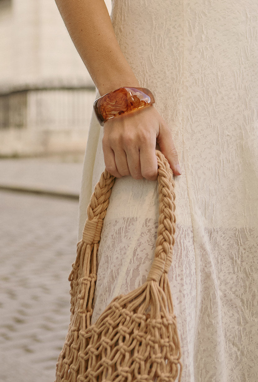 Elegant Amber Lucite Bangle Bracelet for Women - Vintage Style Jewelry for Parties, Weddings & Everyday Wear
