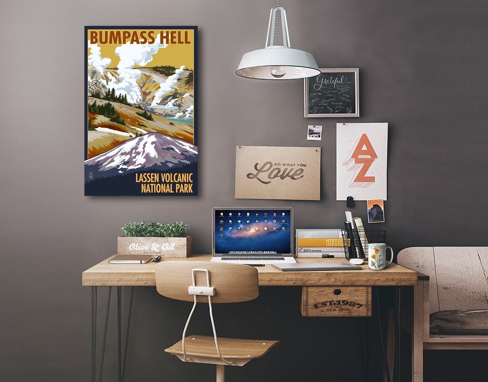 Lantern Press Lassen Volcanic National Park California Bumpass Hell Wall Art - 12x18 Wrapped Canvas Print for Home & Office Decor - Perfect for Living Room, Bedroom or Gift