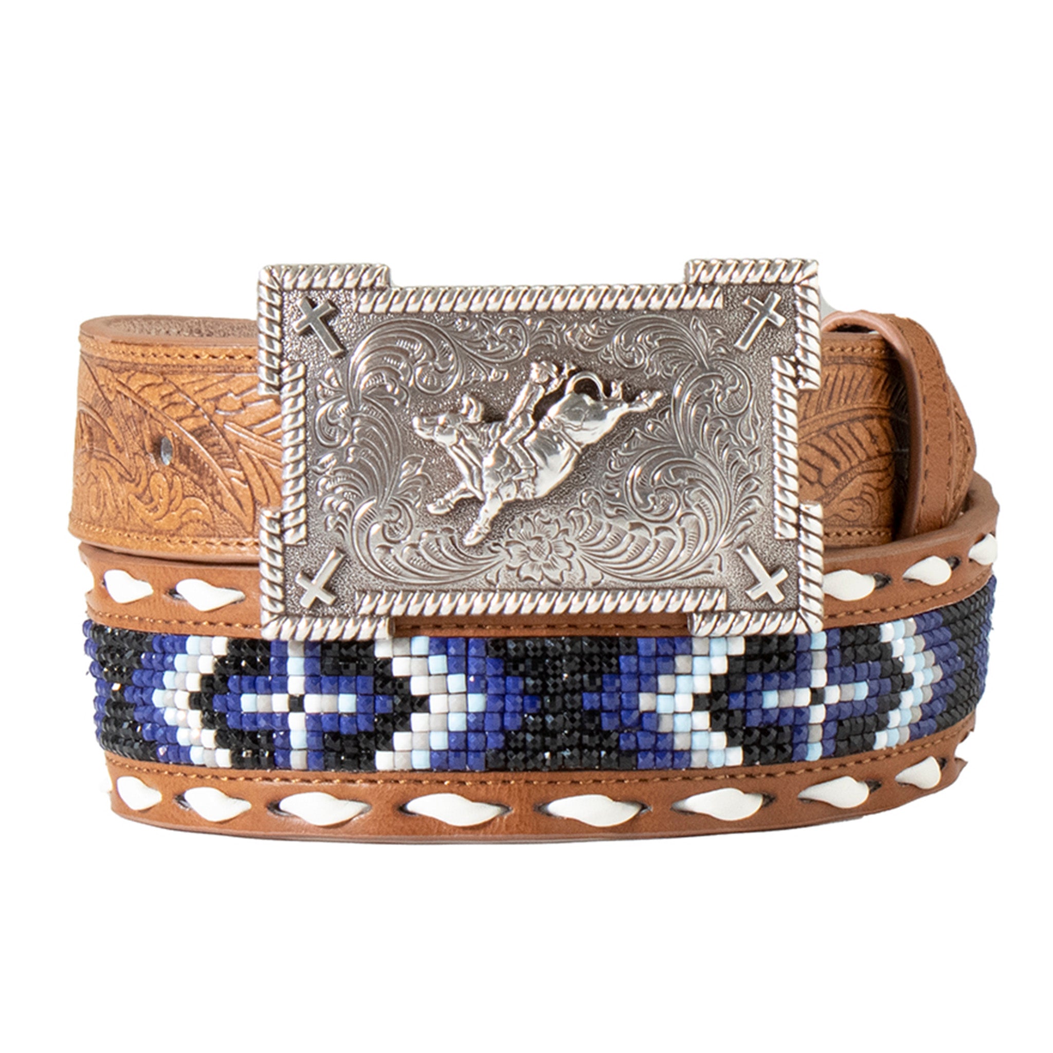 3D Belt for Women & Men - Youth Feather Embossed Bead Inlay Fashion Belt - Perfect for Casual Wear, Parties, and Western Outfits