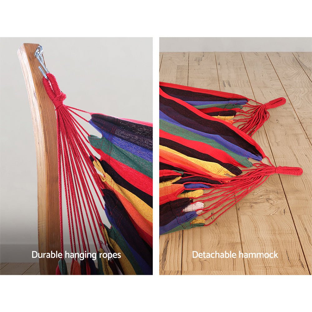 Comfortable Hammock Chair with Wooden Stand - Durable Timber Outdoor Hanging Swing for Patio, Garden, Camping & Relaxation