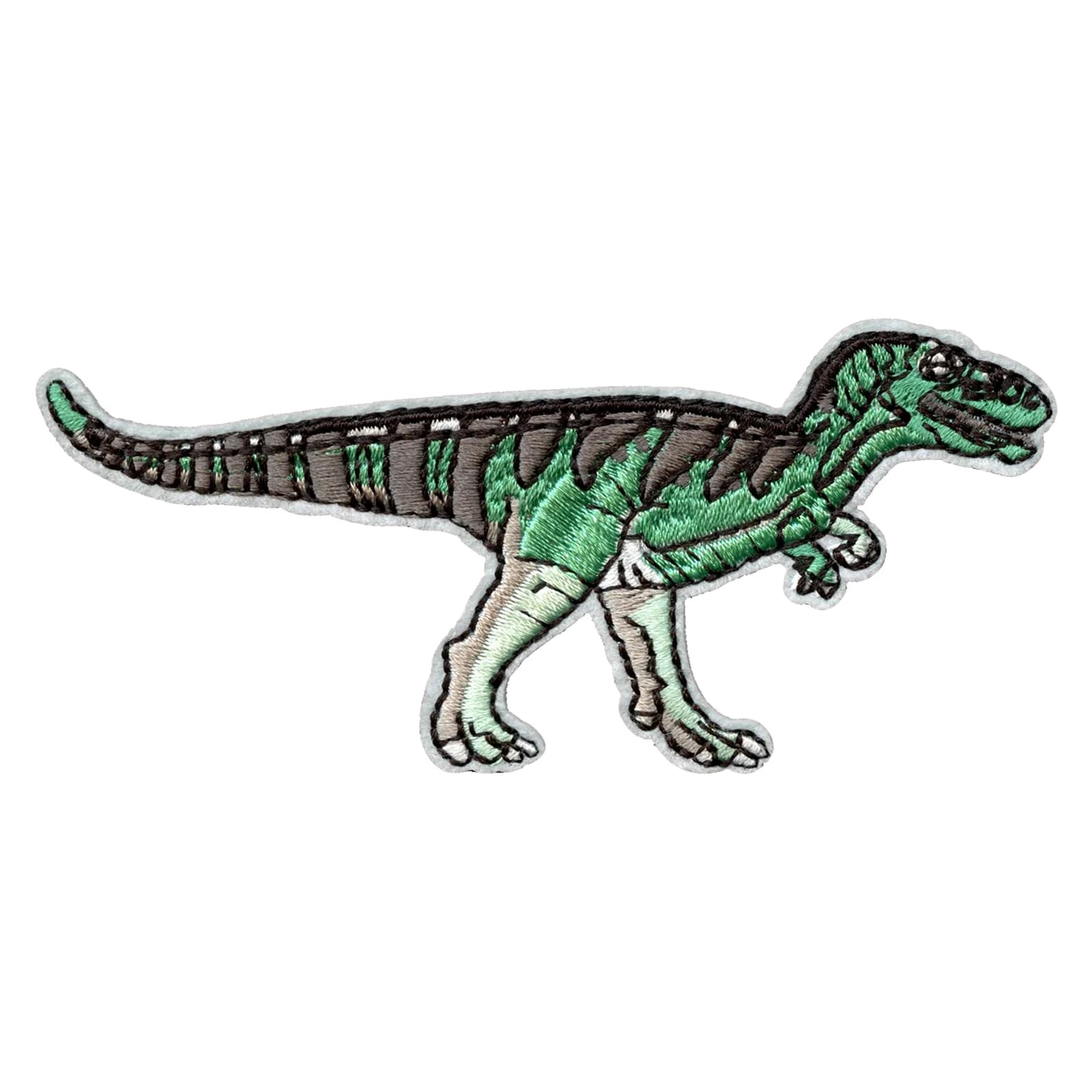 Velociraptor Dinosaur Iron On Patch - Teal and Gray Embroidery for DIY Clothing, Hats & Bags - Perfect for Costumes, Cosplay & Custom Apparel