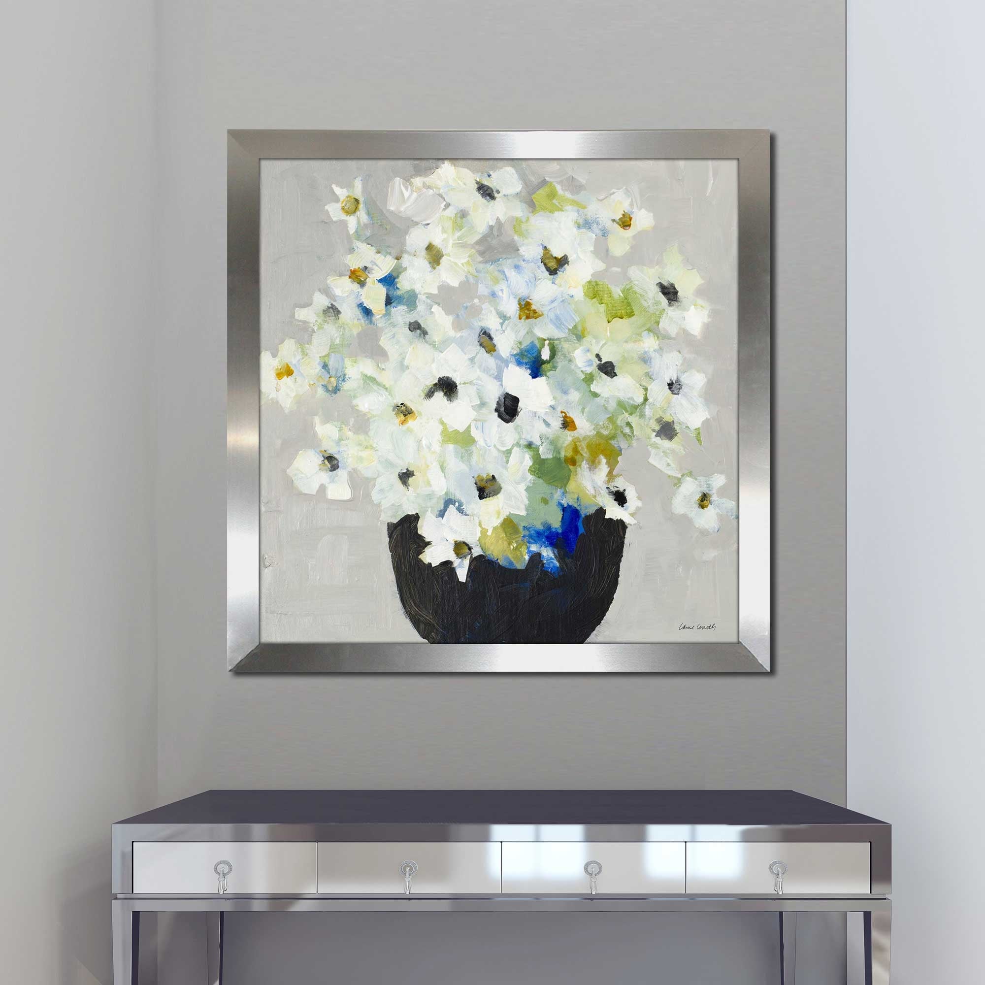 Blooms In Black Vase Print on Acrylic - Elegant Floral Wall Art for Home & Office Decor