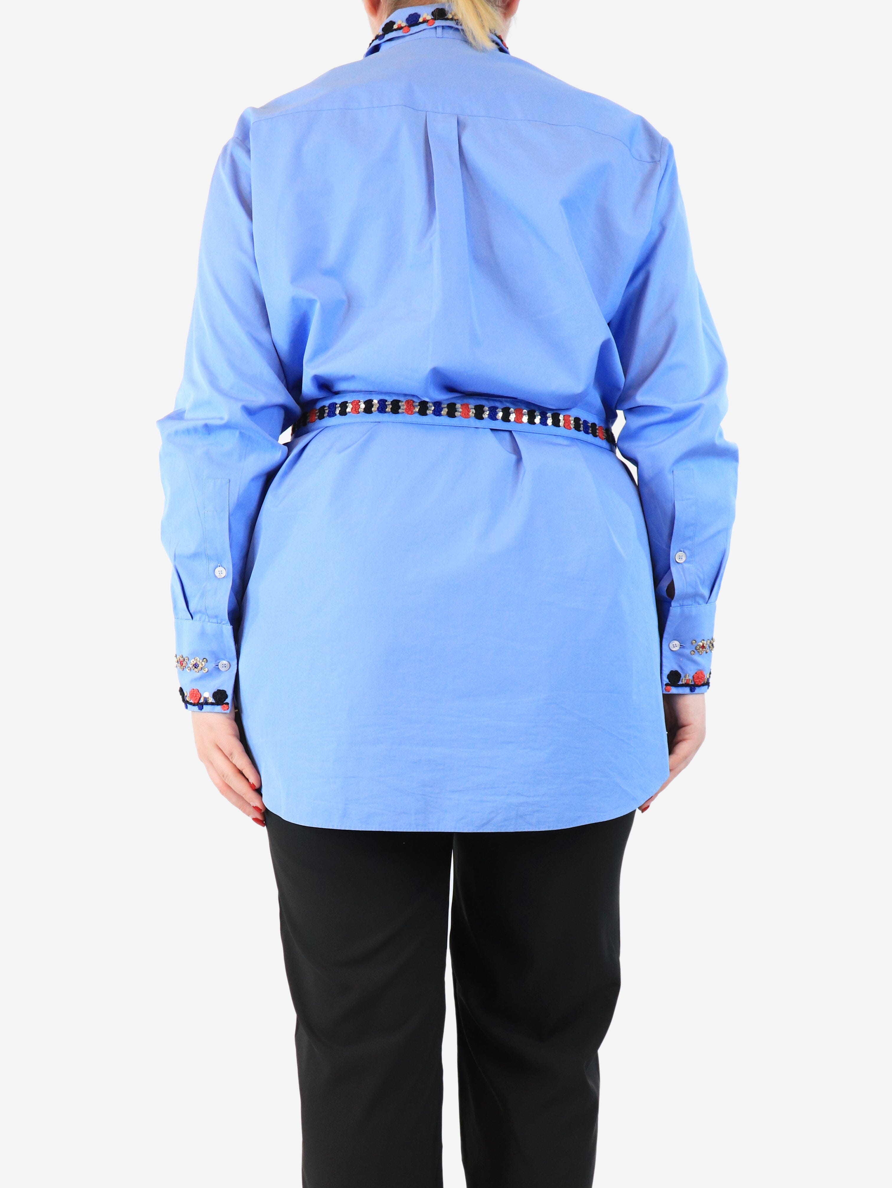 Stylish Blue Shirt with Detailed Collar - UK Size 12 for Women | Perfect for Office Wear, Casual Outings & Special Occasions
