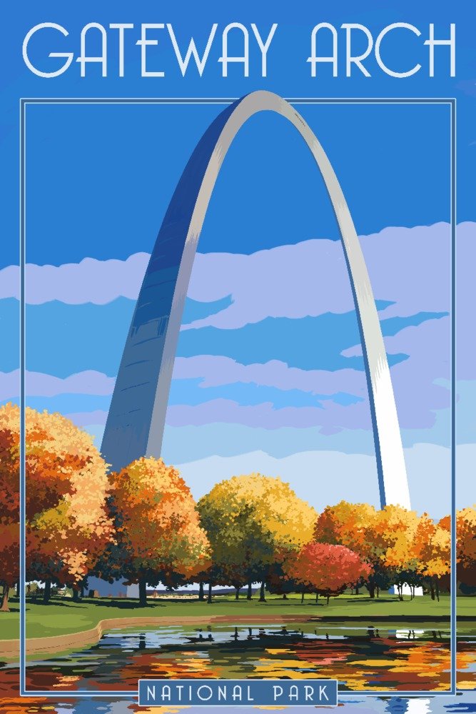 Gateway Arch National Park Fall Landscape - 36x54 Giclee Art Print, St. Louis Travel Poster for Wall Decor | Perfect for Home, Office & Gift Giving