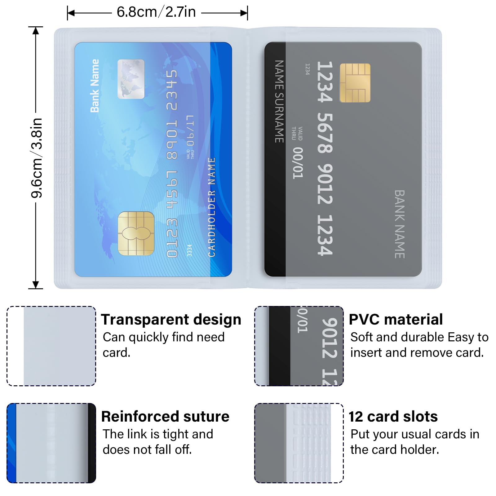 2-Pack 6-Page Card Holder Inserts for Bifold & Trifold Wallets - Slim RFID-Blocking Credit Card Organizer Replacement (Perfect for Travel, Business & Everyday Use)