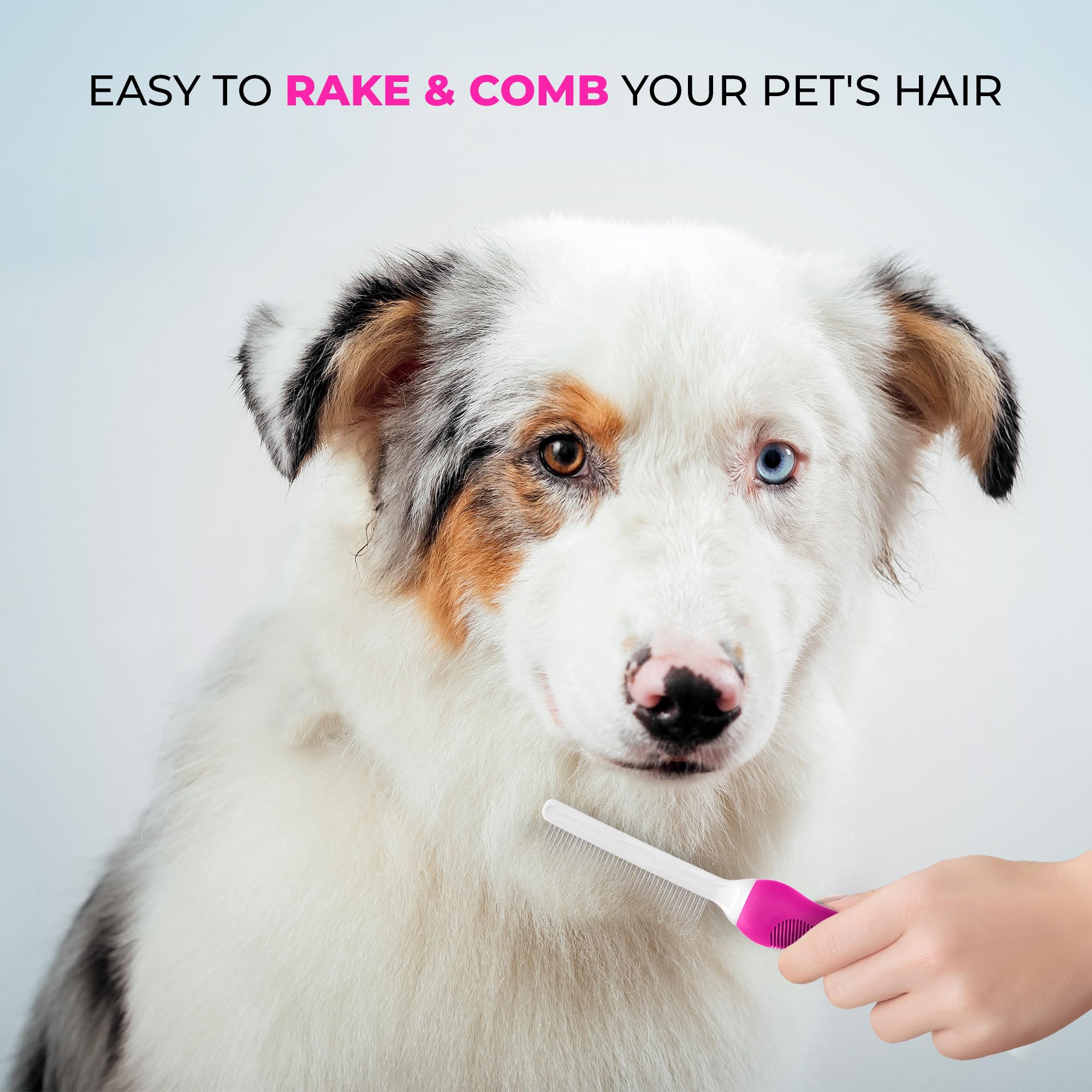 Premium Poodle Pet Comb with Stainless Steel Teeth - Detangling Brush for Dogs & Cats to Remove Matted Fur, Knots & Tangles - Safe & Gentle Grooming Tool for DIY Pet Care (Pink) - Perfect for Daily Brushing & Professional Grooming Sessions