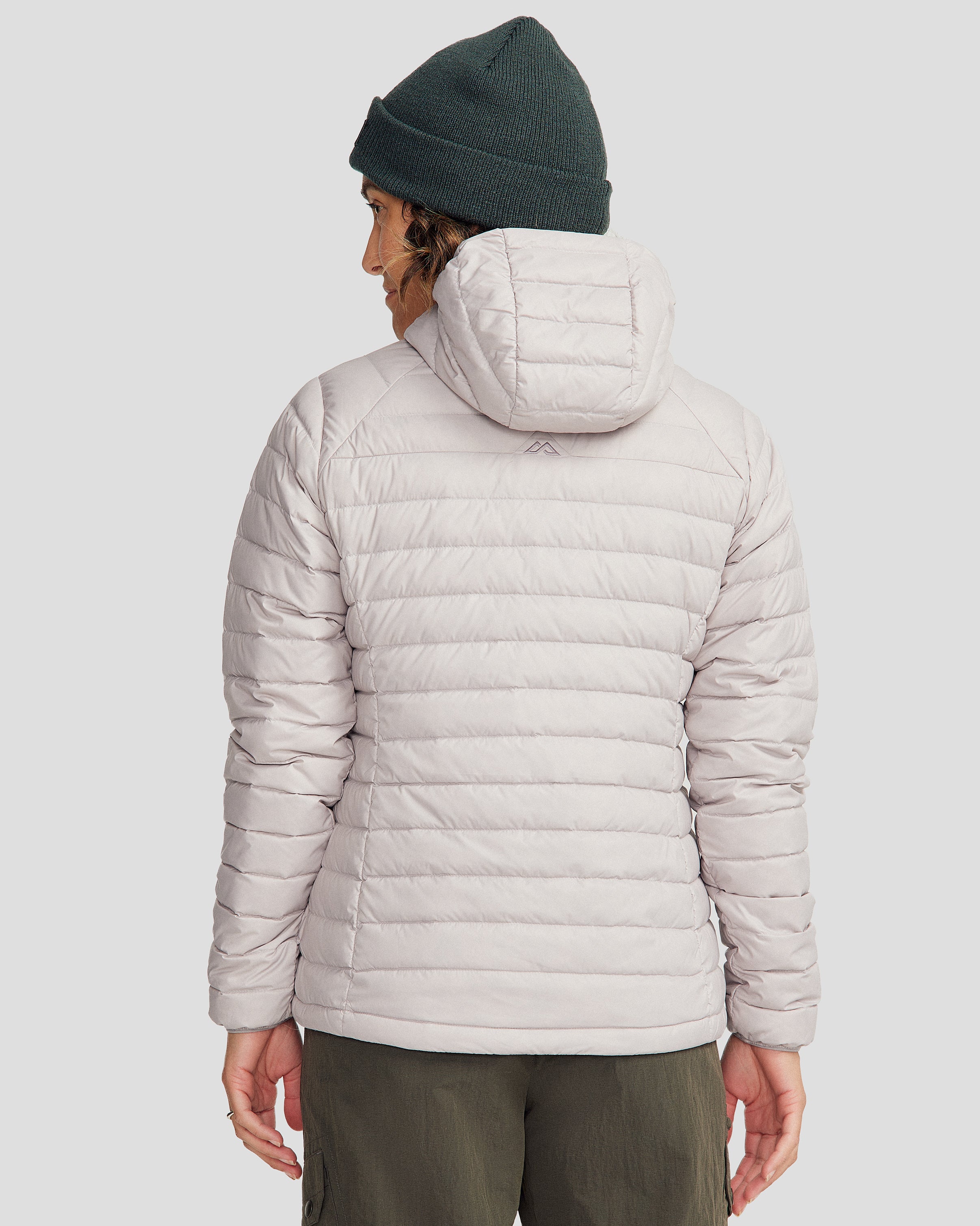 Women's Heli Down Hooded Jacket V3 - Lightweight Warm Winter Coat for Outdoor Activities, Hiking & Travel - Dove Gray