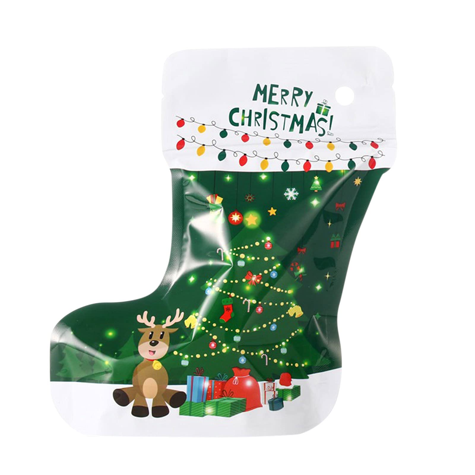 Christmas Gift Bags with Santa & Snowman Design - White Glitter Wrapping Paper for Holiday Presents, Party Favors & Festive Decorations