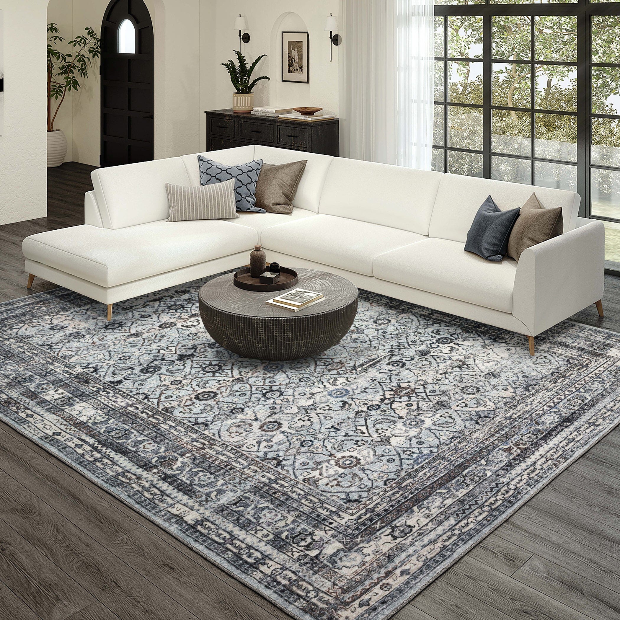 Dalyn Jericho JC7 Rug in Pewter - Soft and Durable Indoor/Outdoor Area Rug for Living Room, Bedroom, or Patio