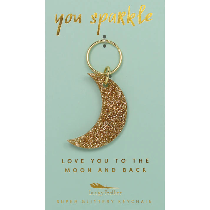 Sparkling Moon Glitter Keychain - Stylish & Durable Accessory for Keys, Bags, and Backpacks | Perfect Gift for Women & Girls