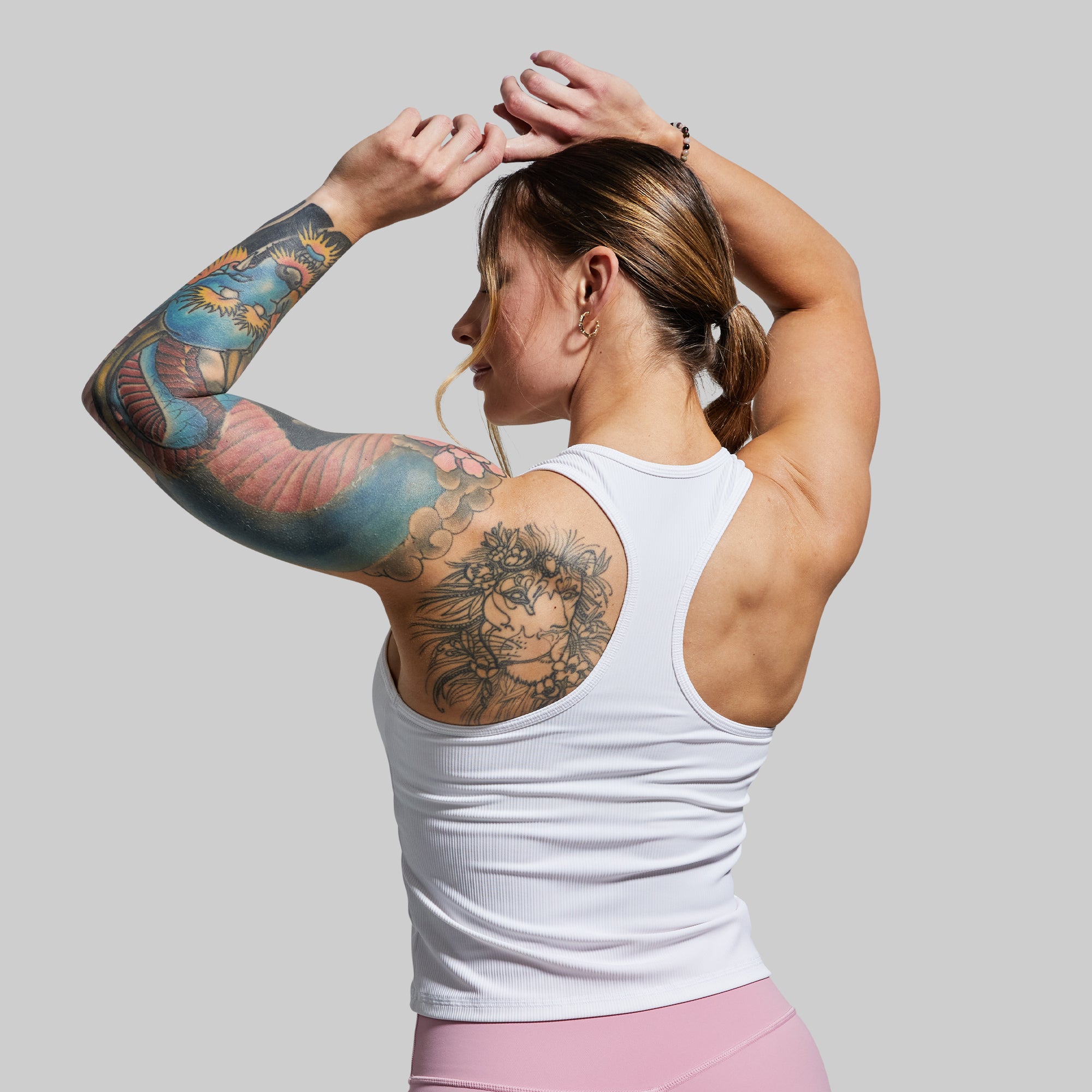 Women's Ribbed Tank Top - Soft Stretch White Camisole for Layering, Workout & Casual Wear