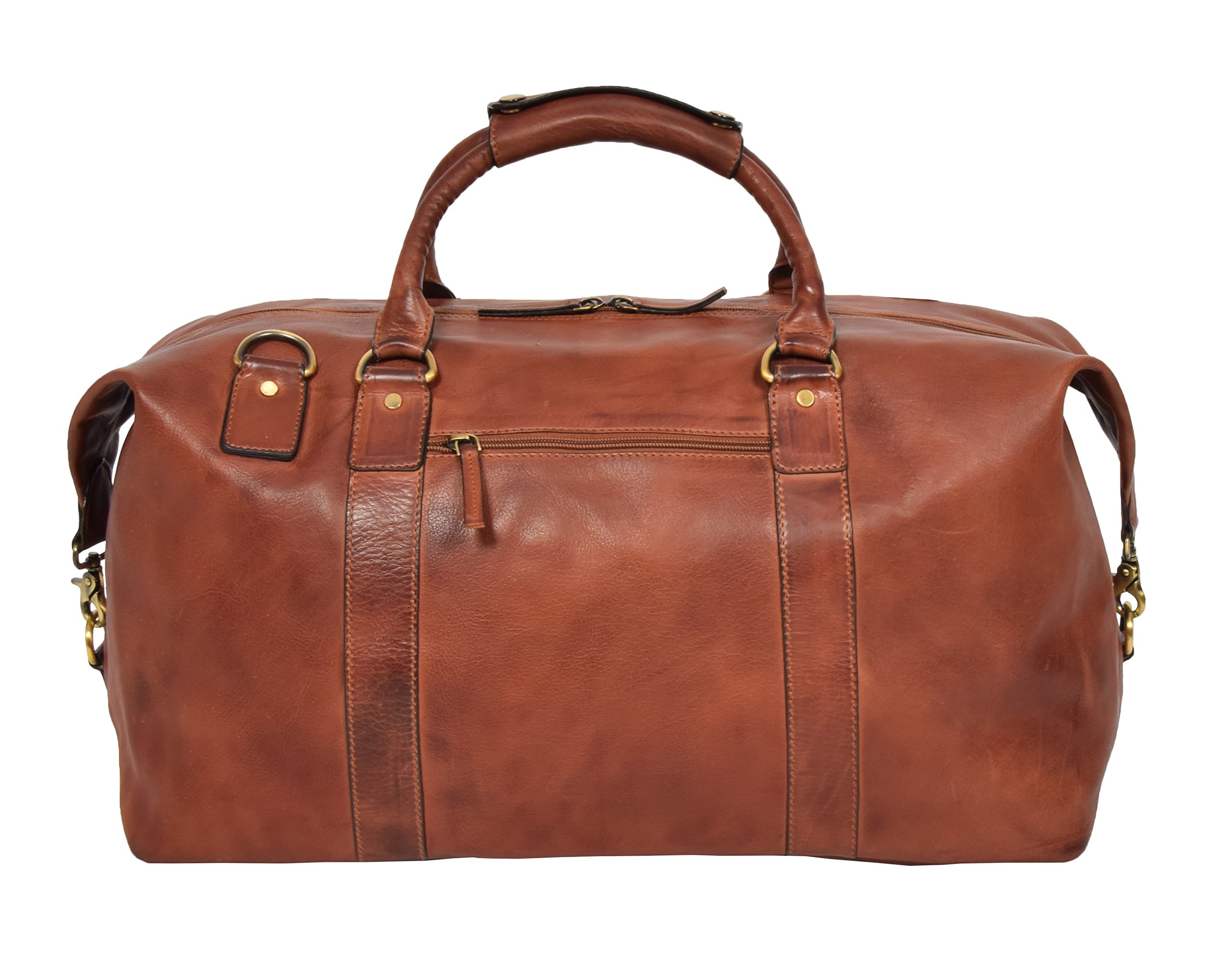 Premium Genuine Leather Crossbody Bag for Women & Men - Classic Holdall Organizer with Multiple Pockets - Perfect for Gym, Travel & Weekend Getaways (Savoy Tan)