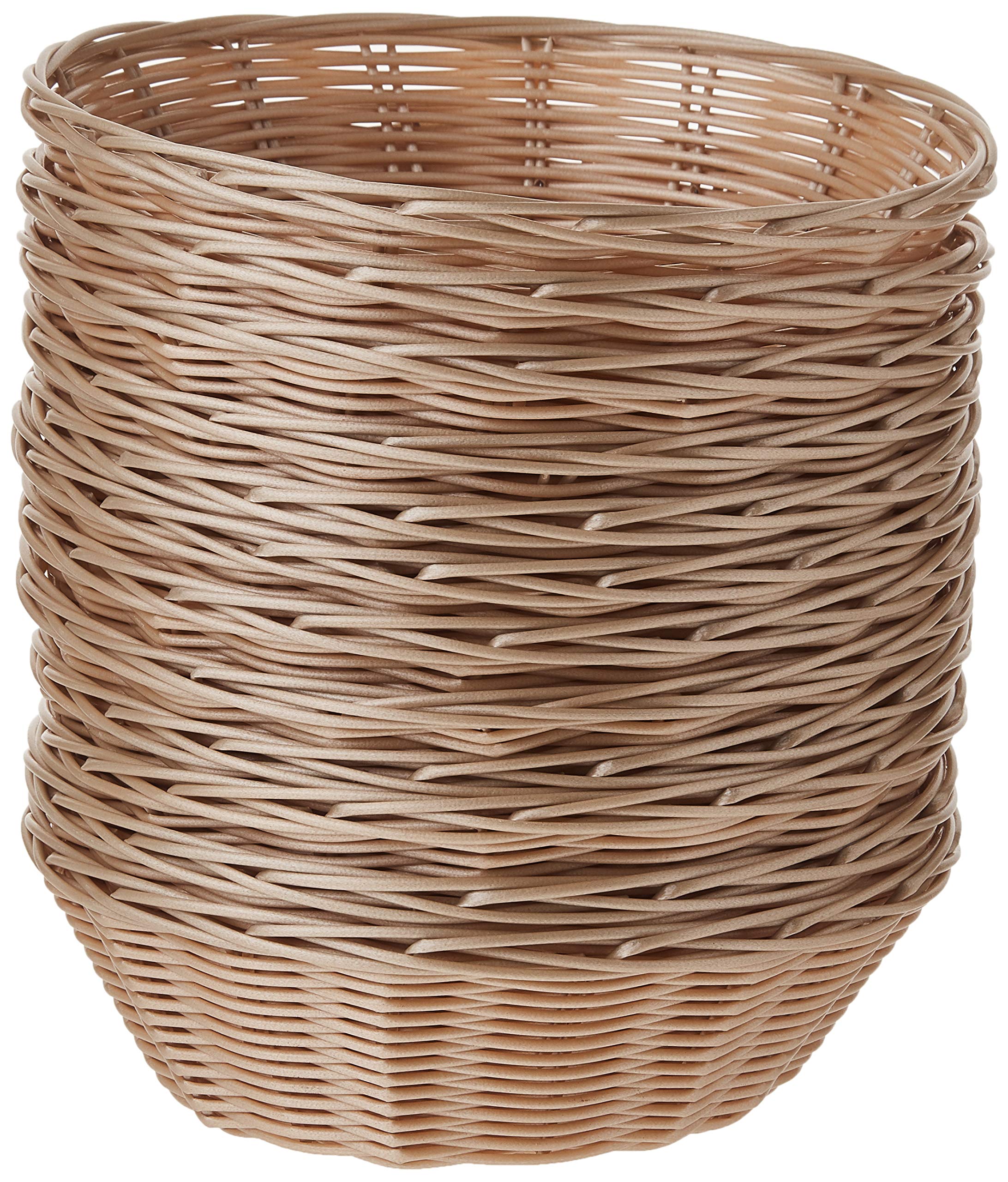 Premium Round Woven Bread Baskets Set of 12 - Durable Polypropylene Serving Baskets for Bread Rolls, Pastries & Baked Goods - Ideal for Restaurants, Bakeries & Home Kitchen Use - Beige (BB-8R)