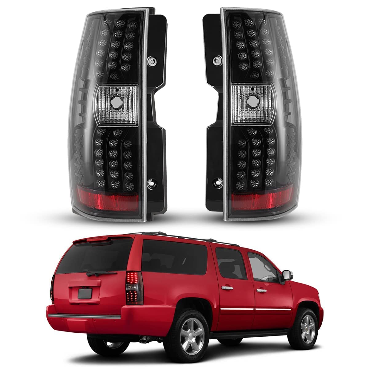 Nixon Offroad LED Tail Lights for Chevrolet Suburban & Tahoe 2007-2014 - Glossy Black Housing with Clear Lens - Replacement Rear Lamps Assembly | Perfect for Off-Roading, Night Driving & Vehicle Customization