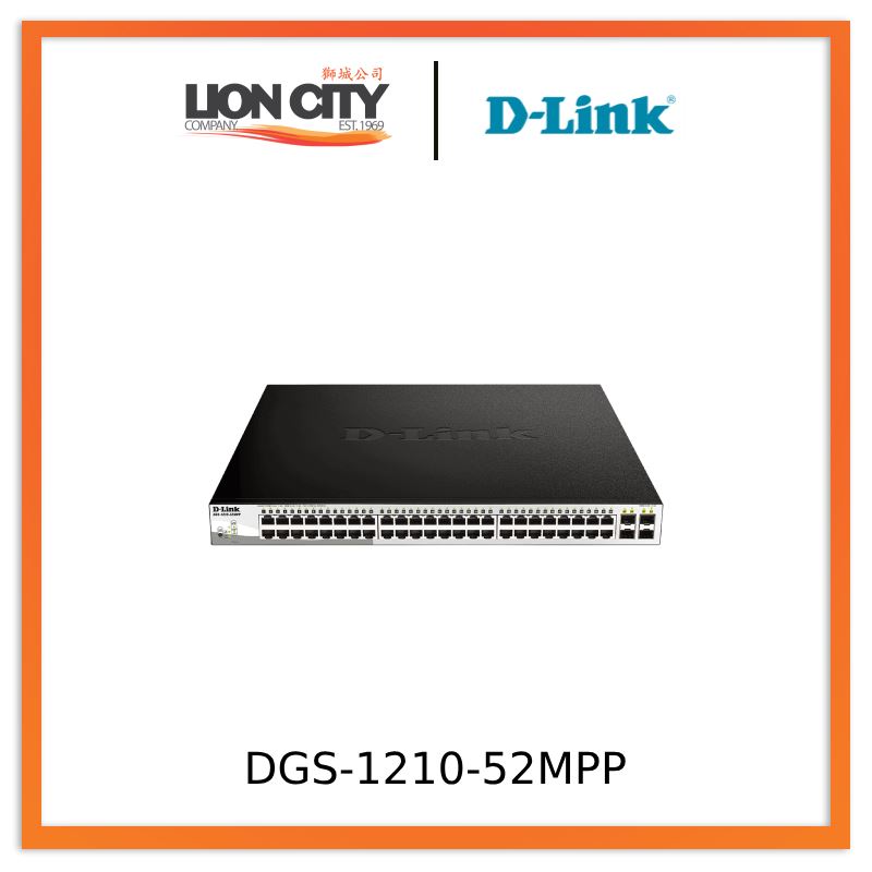 D-Link DGS-1210-52MP 52-Port Gigabit Smart Managed PoE Switch | Network Switch for Business & Office | High-Speed Data Transfer & Power Over Ethernet for IP Cameras, VoIP Phones & Wireless Access Points