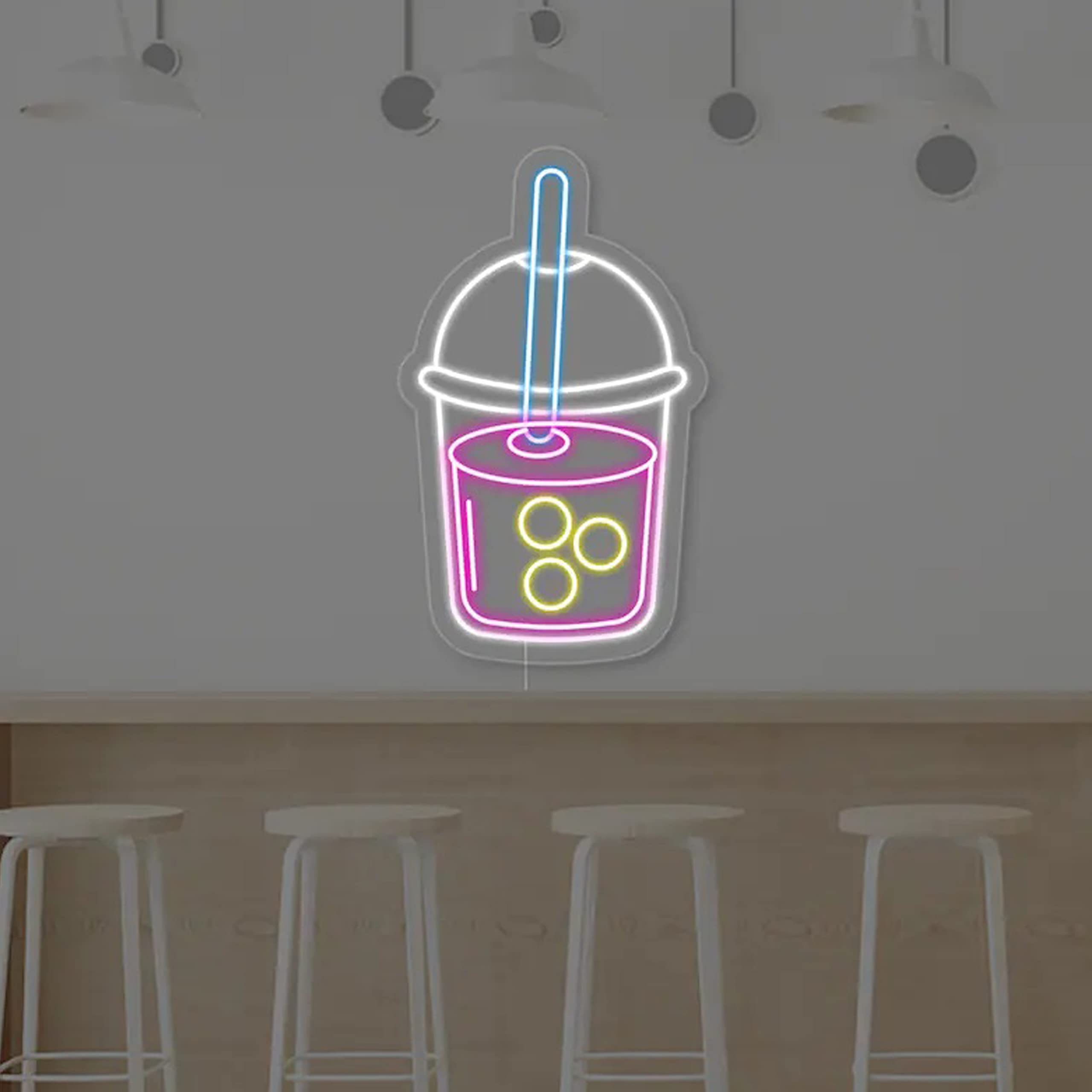 Bubble Tea Neon Sign - 50cm x 29cm LED Wall Decor for Bedroom, Living Room, Tea Bar & Milk Tea Shop - 12V Custom Neon Light for Wedding, Party & Kids Room Decor - Perfect for Cafe, Restaurant & Home Decoration