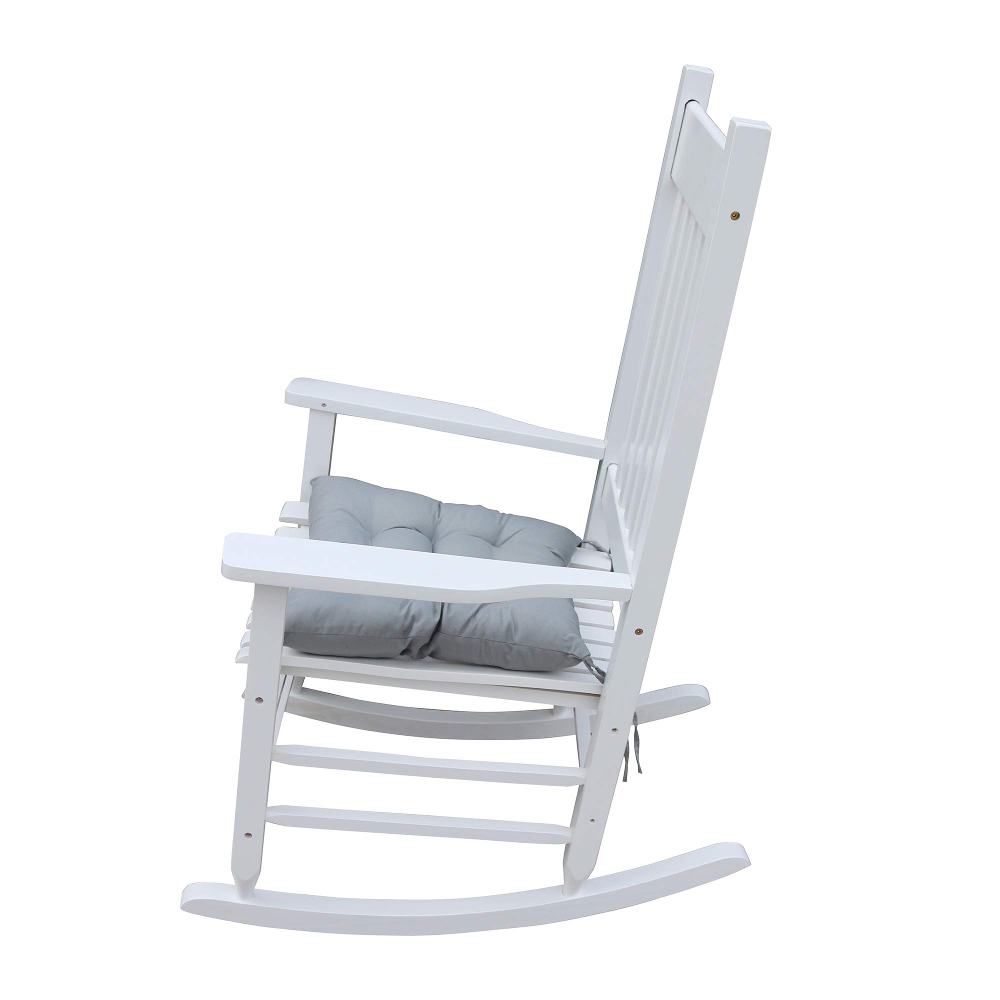 Solid Wood Rocking Chair - Comfortable Indoor & Outdoor Rocking Chair in White - Perfect for Porch, Patio, Nursery, or Living Room Relaxation