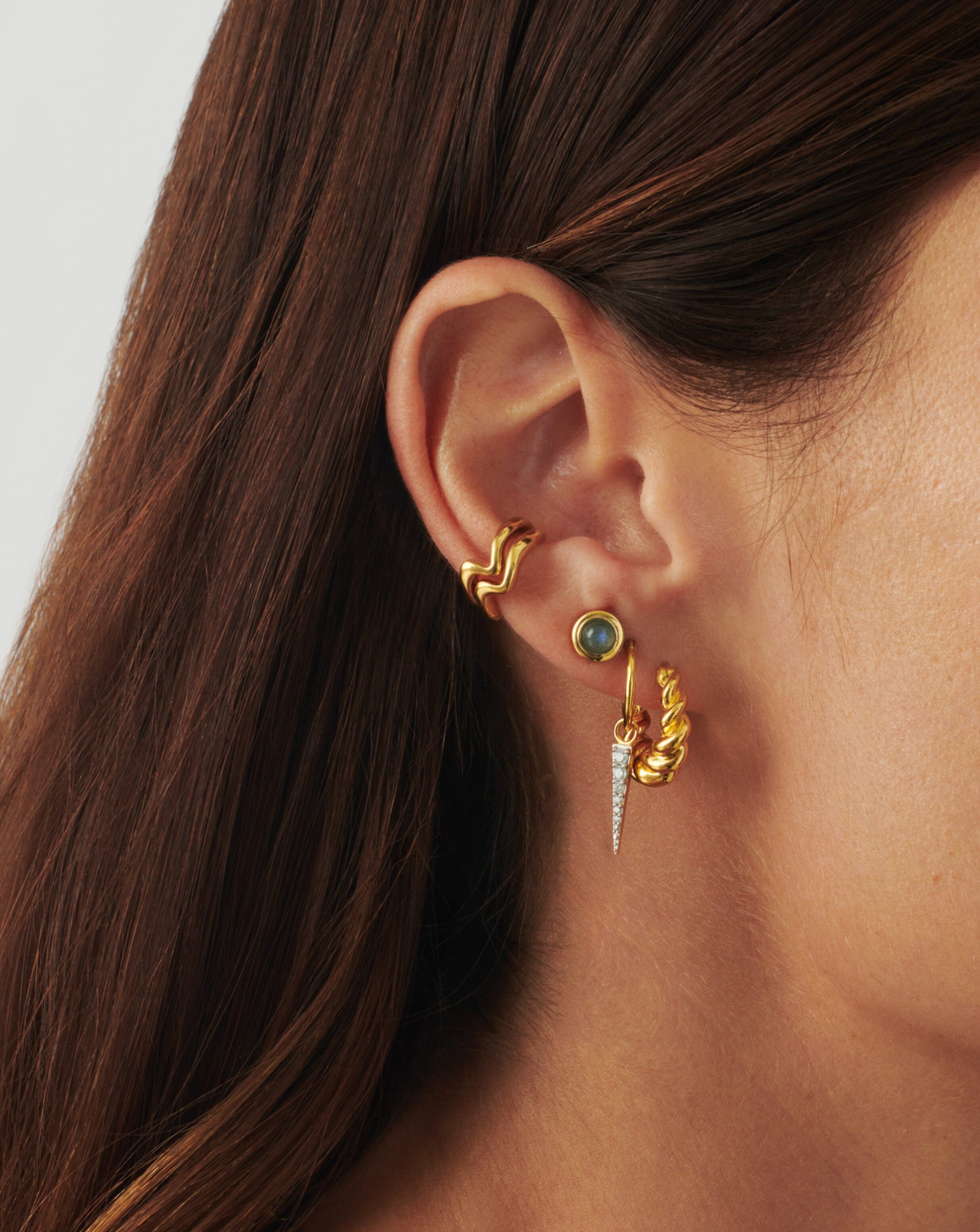 Zenyu Link Gemstone Round Stud Earrings - 18k Gold Vermeil Hypoallergenic Jewelry for Women | Perfect for Parties, Weddings & Everyday Wear