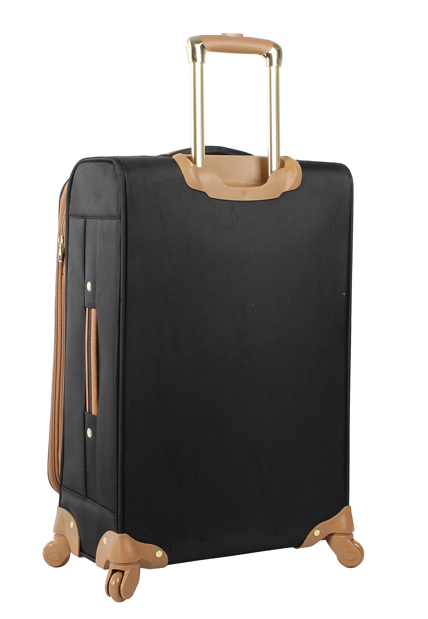 Steve Madden Designer 24 Inch Expandable Softside Spinner Luggage - Lightweight Checked Suitcase with 4-Wheel Rolling System (Harlo Black) - Perfect for Business Travel, Vacation & Airplane Trips