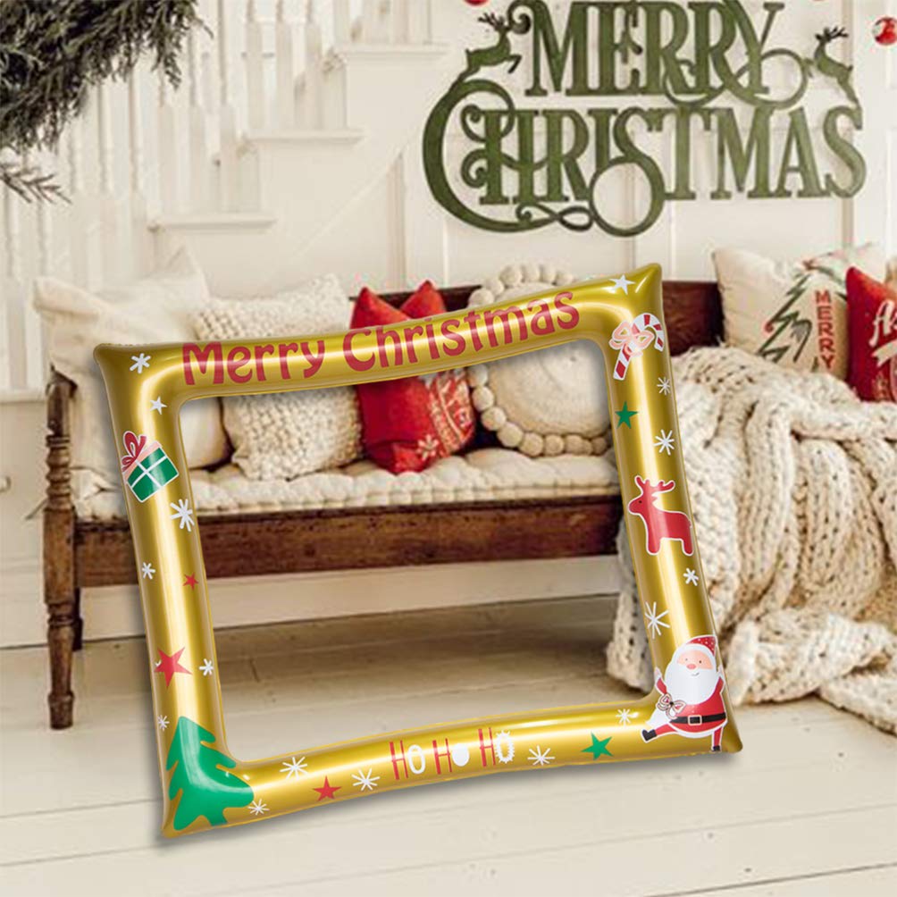 STOBOK Merry Christmas Inflatable Photo Booth Frame - Large Balloon Party Selfie Backdrop for Christmas Decorations | Perfect for Holiday Parties, Family Gatherings & Festive Instagram Photos