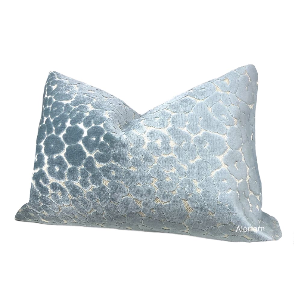 Phoebe Spa Blue Leopard Velvet Pillow Cover - Soft Decorative Throw Pillow Case for Sofa, Bed, Couch - Home Decor & Gift Idea for Women
