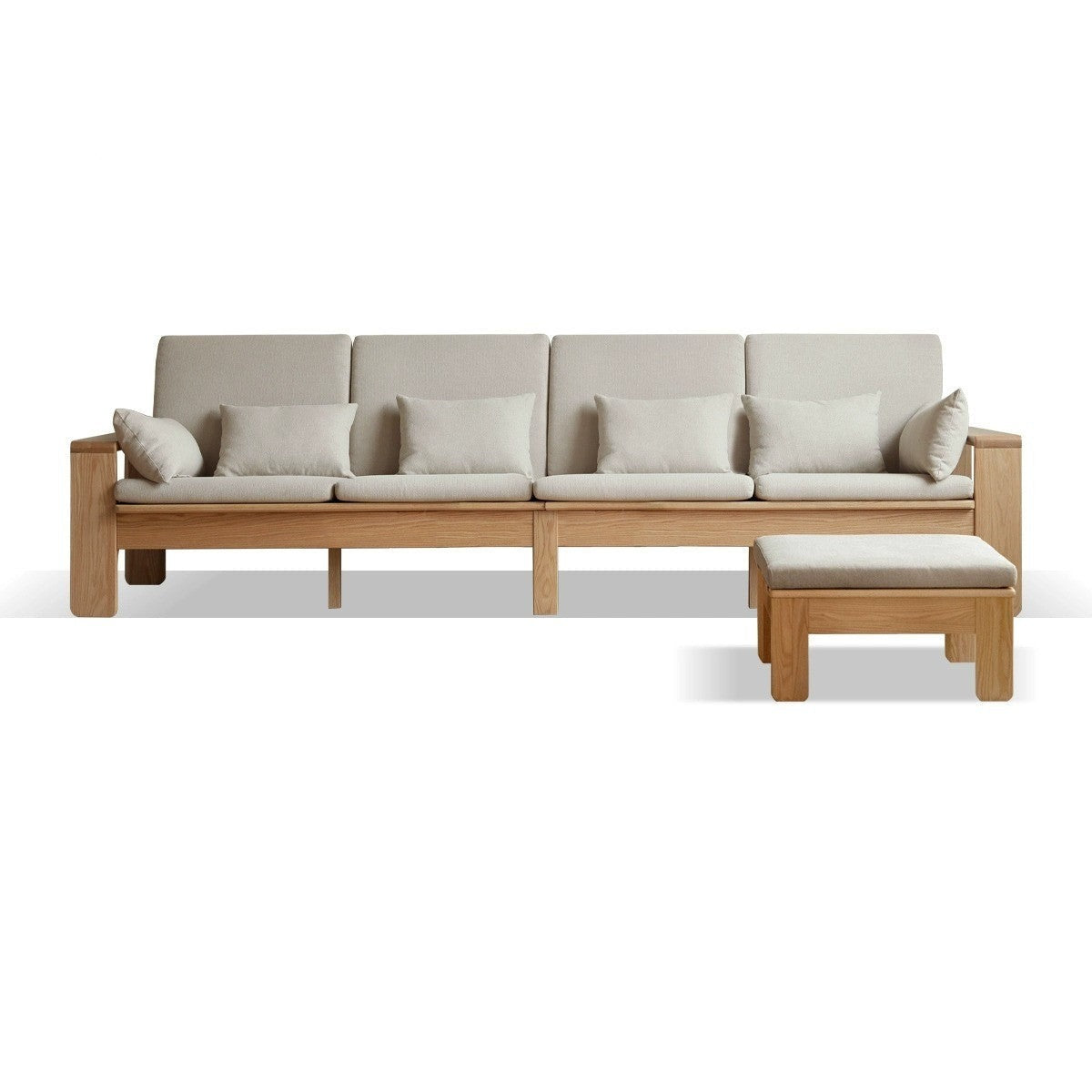 Modern Nordic Fabric Sofa - Solid Oak Wood Frame - Stylish & Durable Living Room Furniture for Small Spaces & Apartments