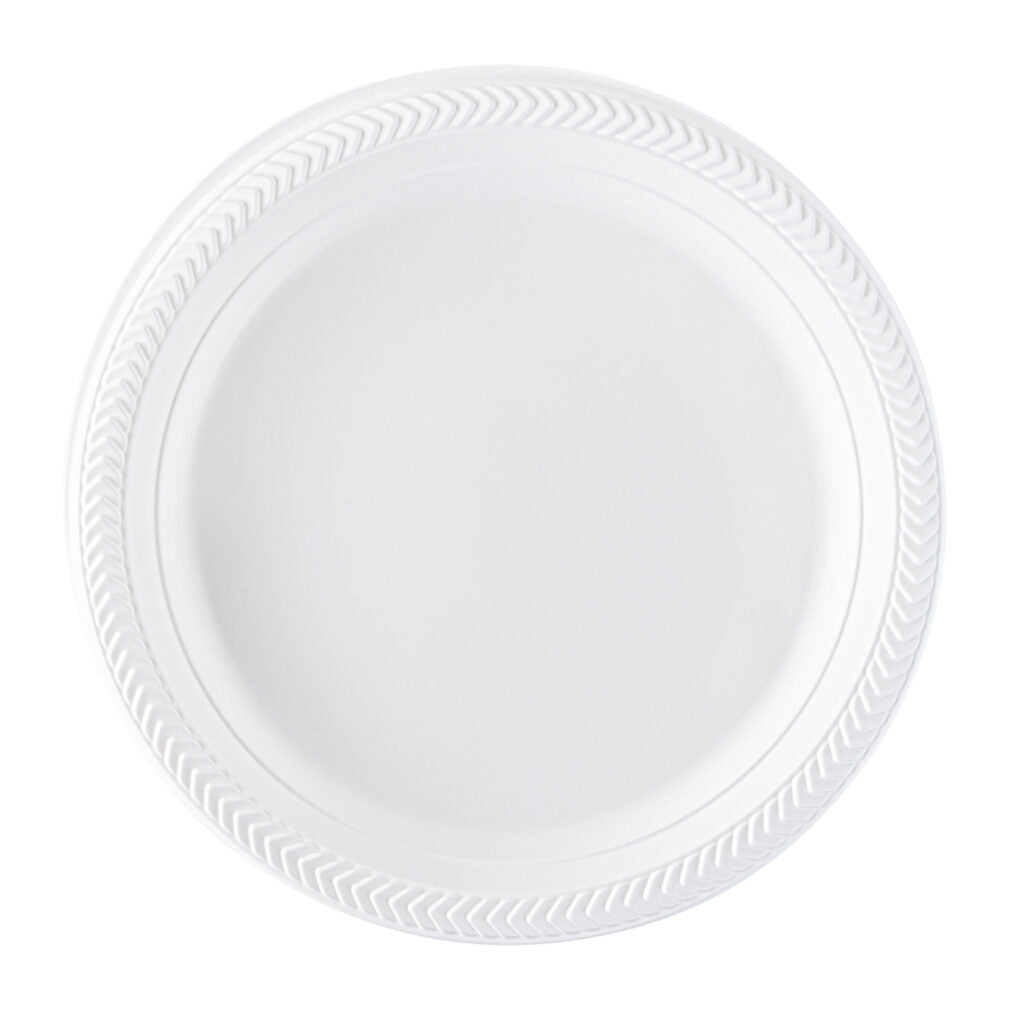 7 Inch White Round Plastic Dinner Plates - Set of 6, Durable & Eco-Friendly Melamine Plates for Everyday Dining, Parties, Picnics & Outdoor Use